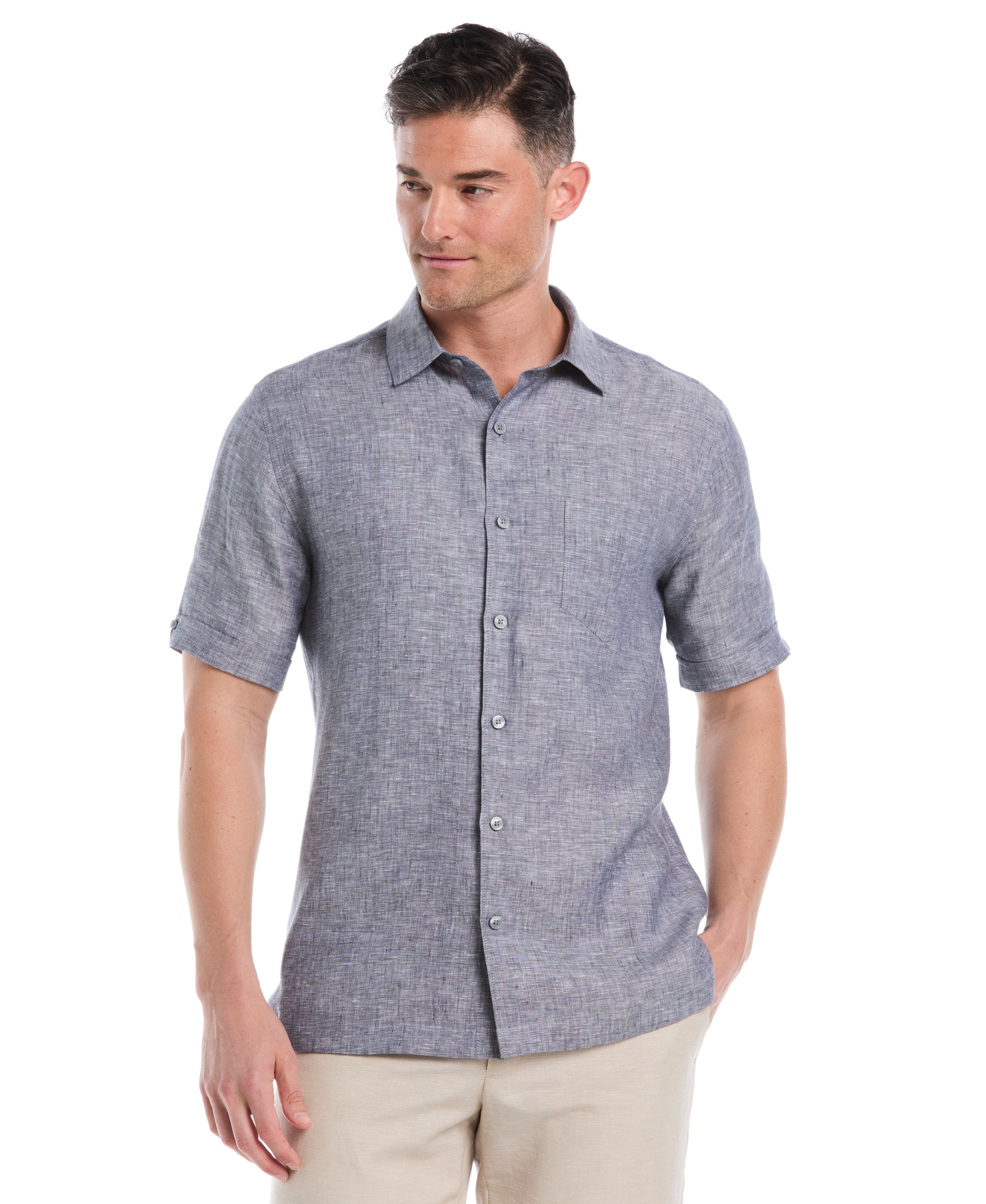 Big & Tall Classic Two-Tone Linen Shirt - Image 7