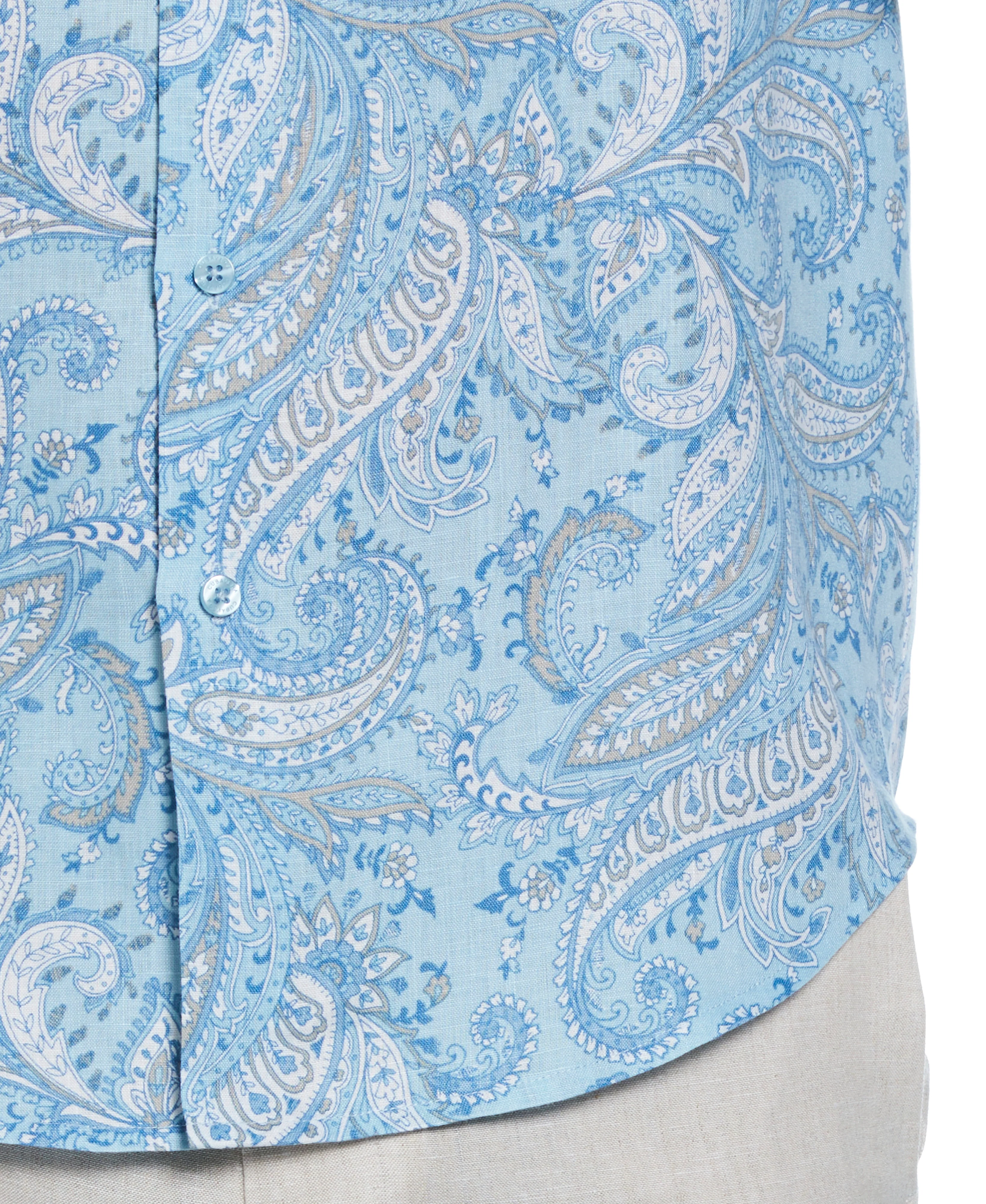 Long Sleeve Linen Allover Paisley Printed Shirt - Image 3