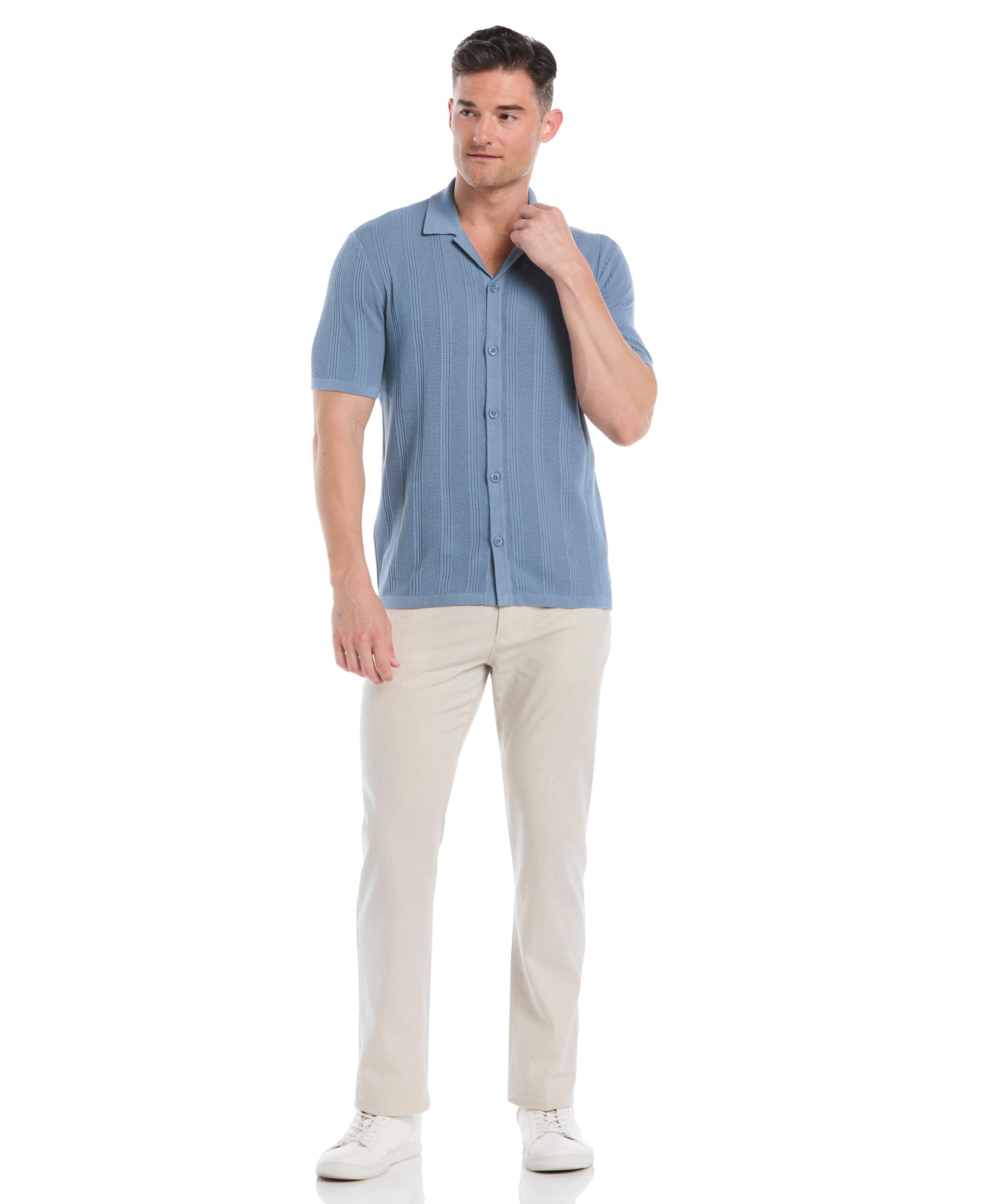 Mesh Stripe Short Sleeve Sweater - Image 11