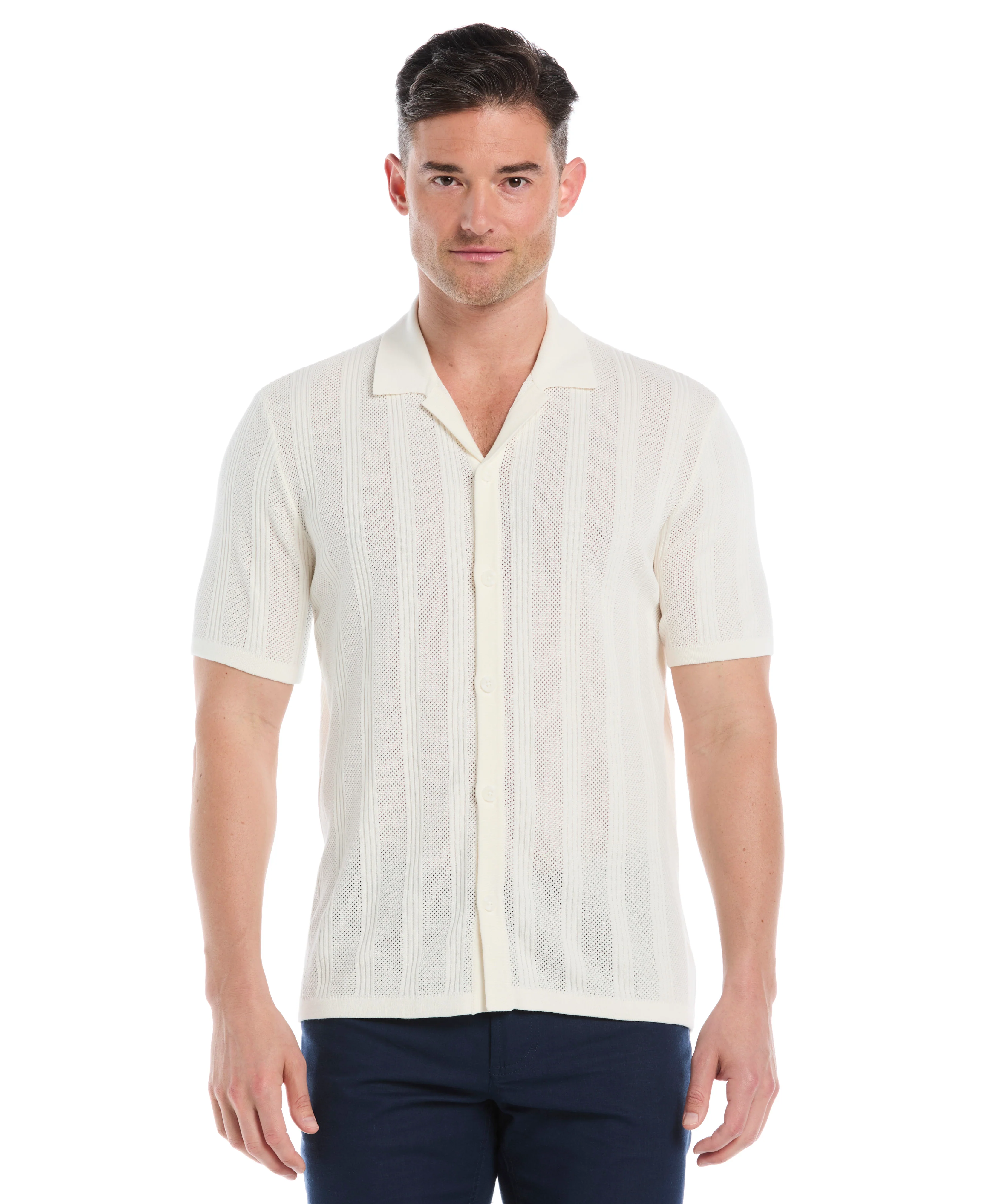 Mesh Stripe Short Sleeve Sweater - Image 14