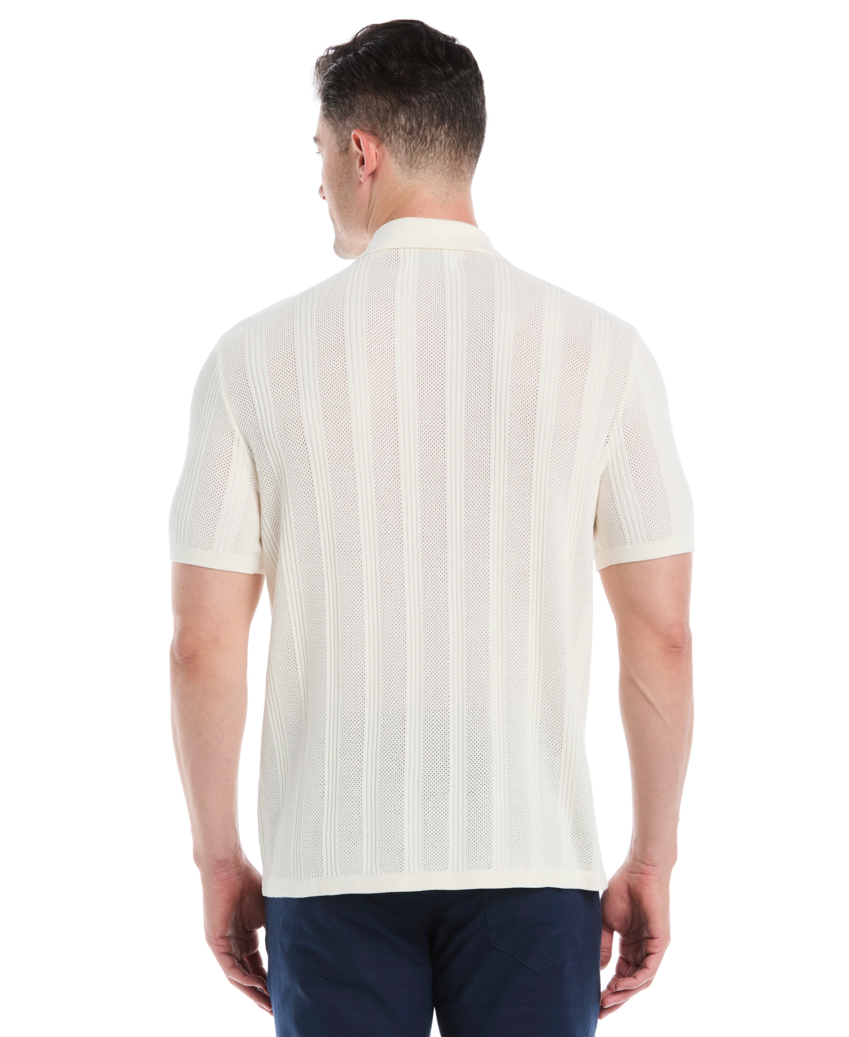 Mesh Stripe Short Sleeve Sweater - Image 15