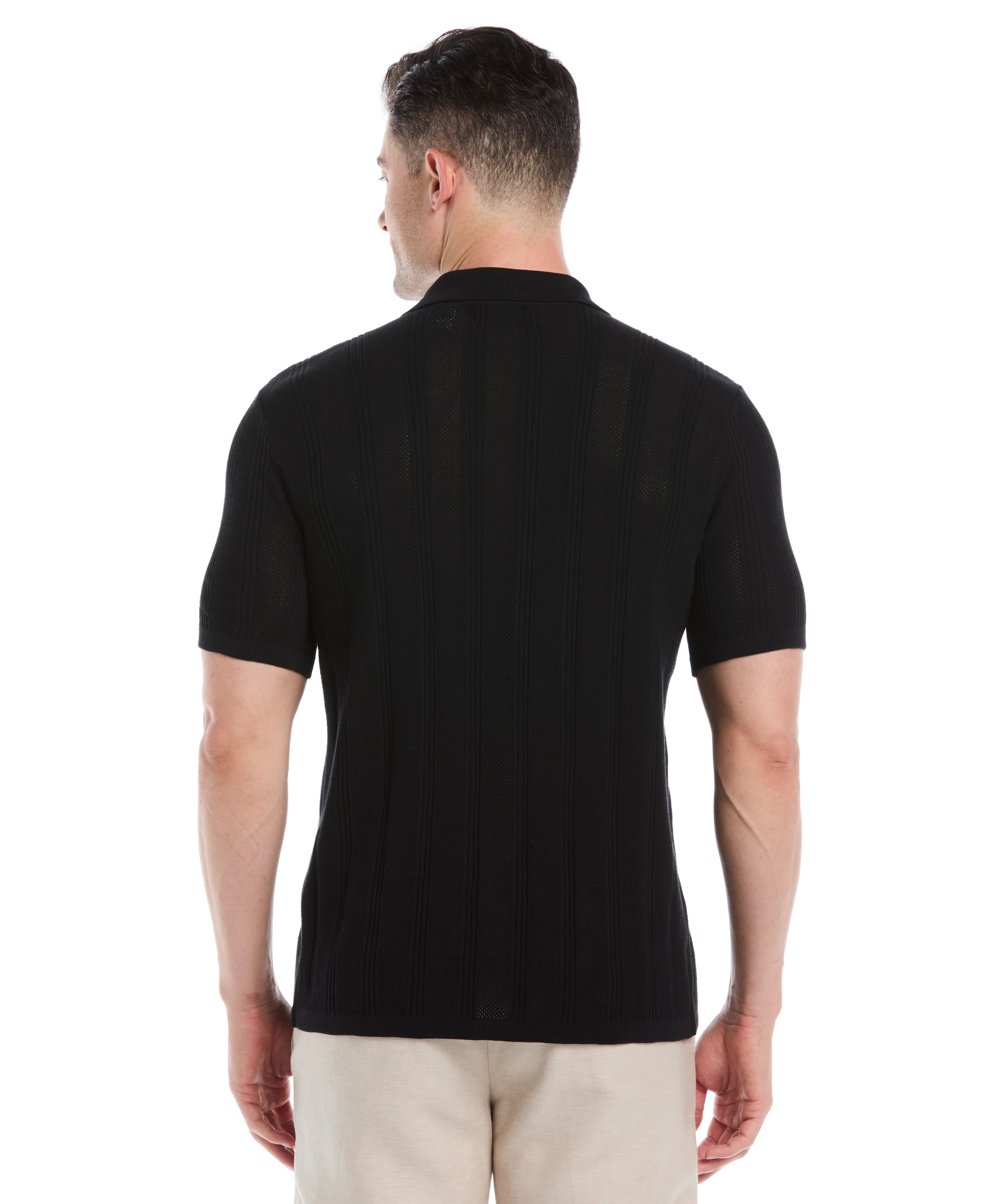 Mesh Stripe Short Sleeve Sweater - Image 2