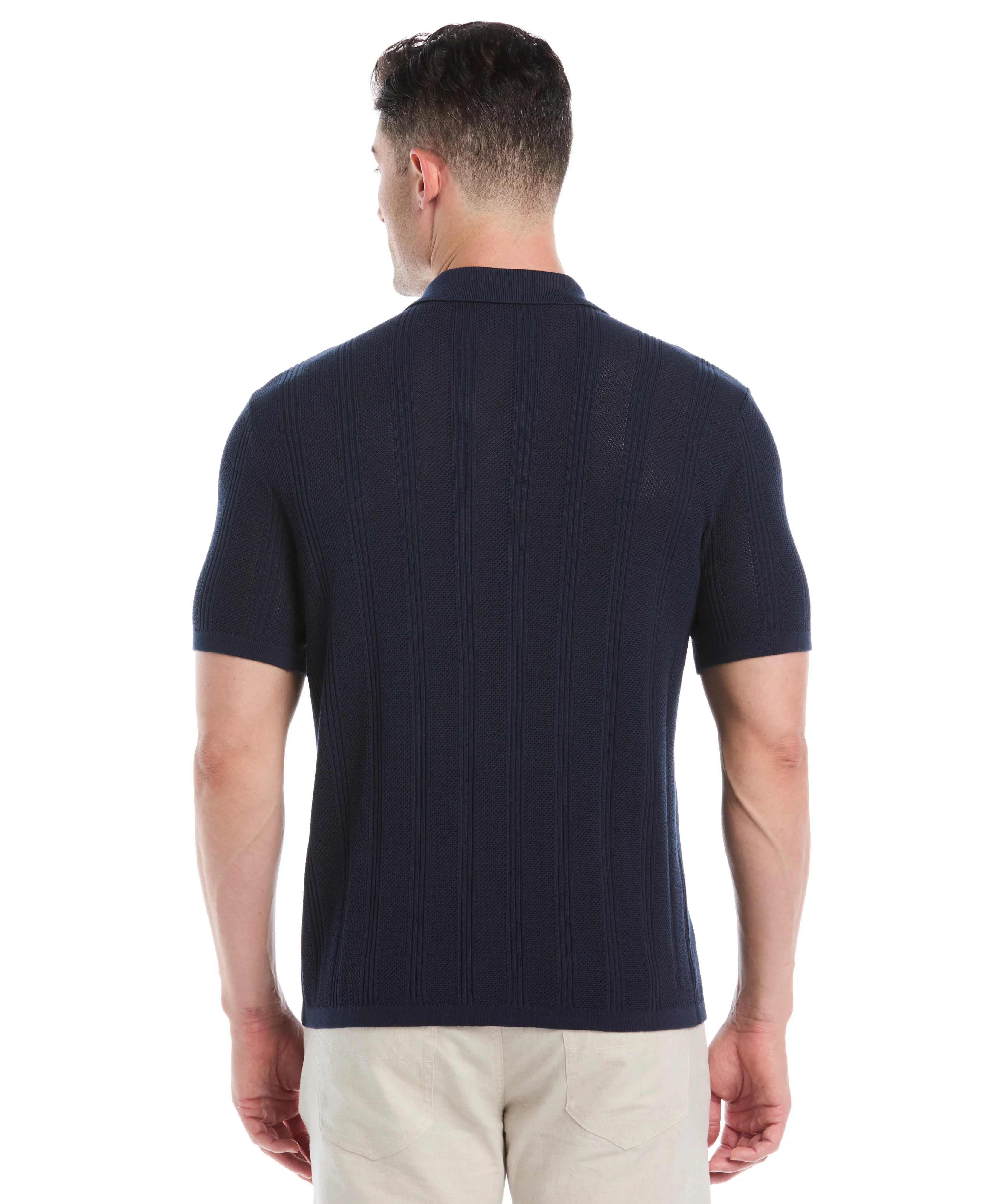 Mesh Stripe Short Sleeve Sweater - Image 21