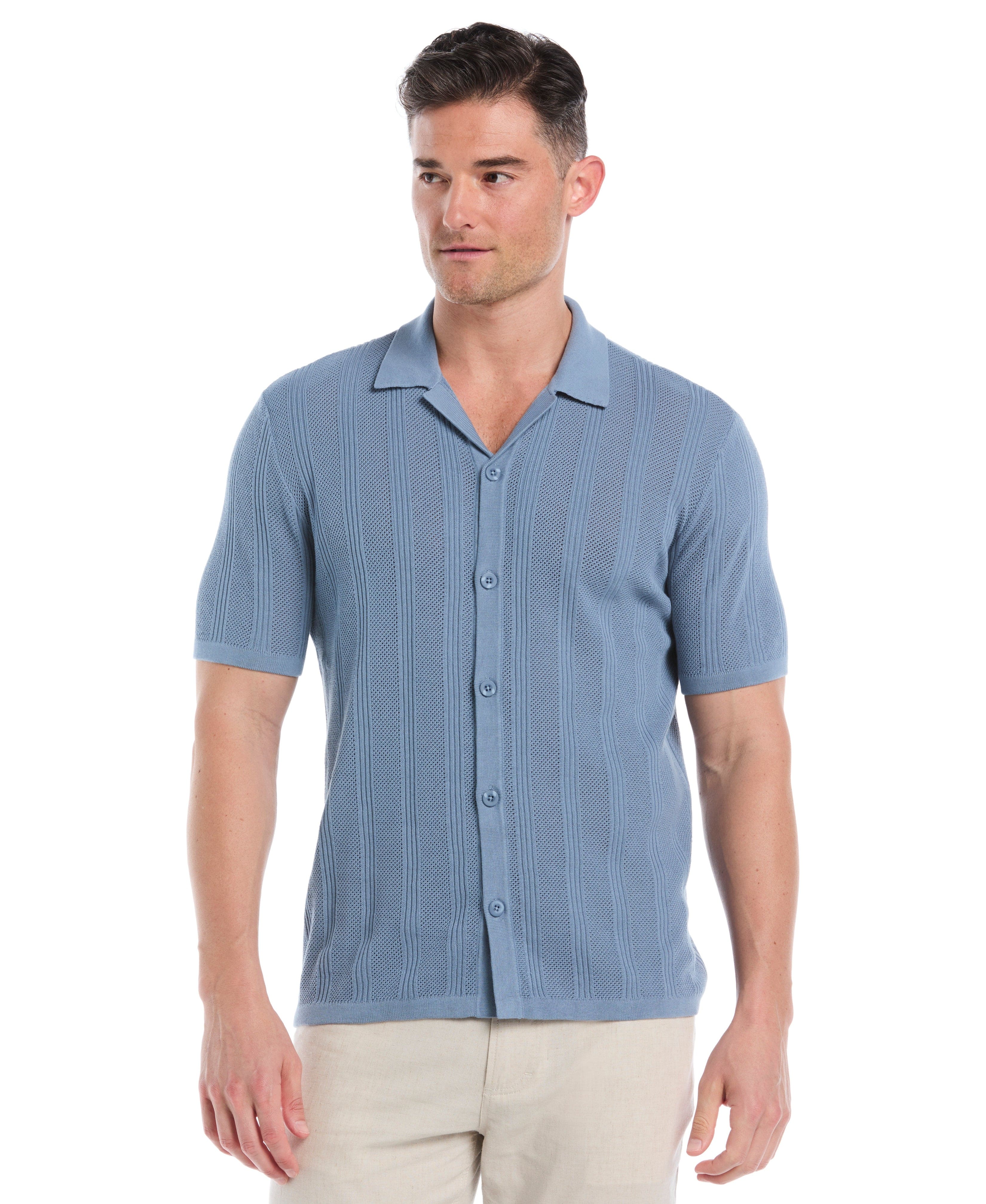 Mesh Stripe Short Sleeve Sweater - Image 7