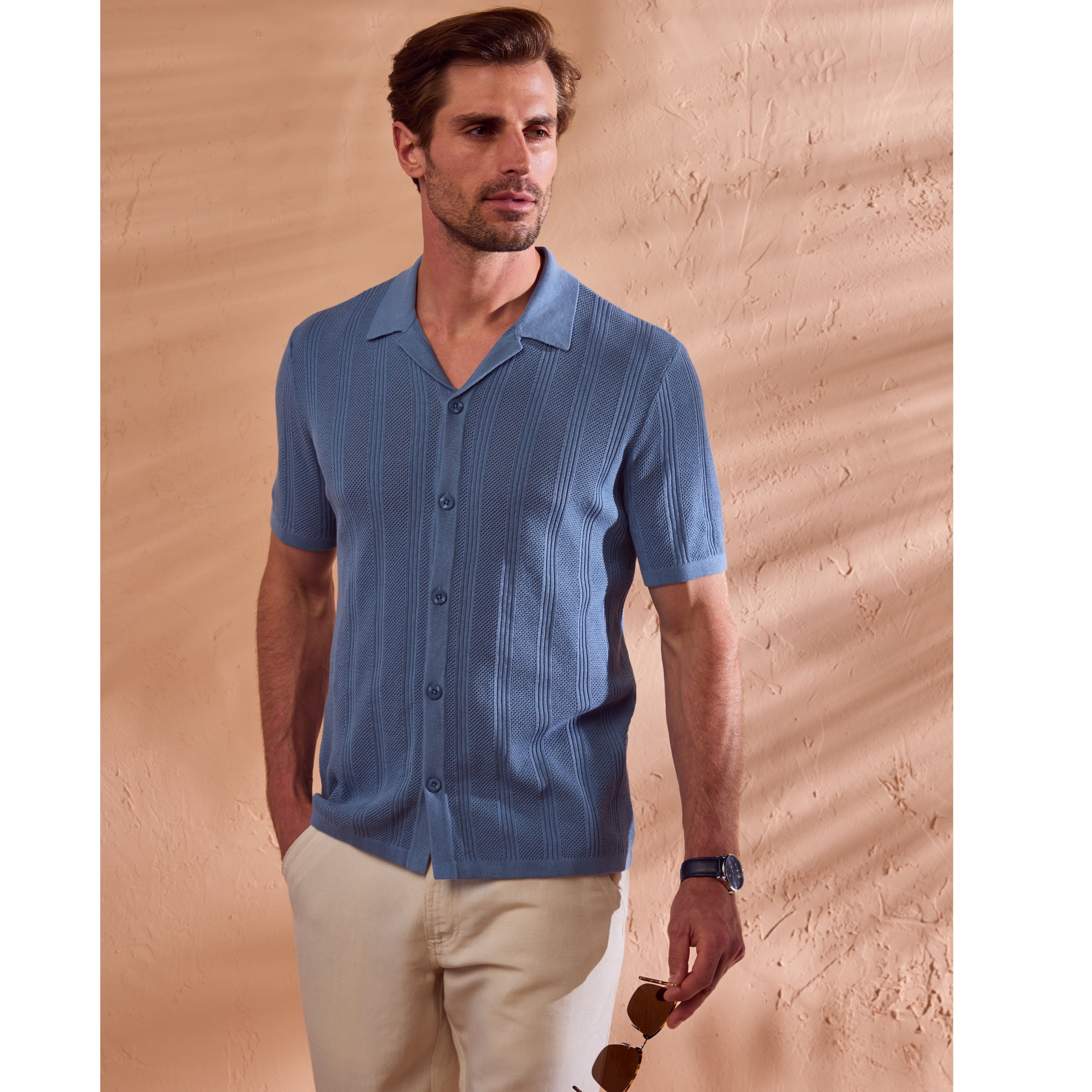 Mesh Stripe Short Sleeve Sweater - Image 8