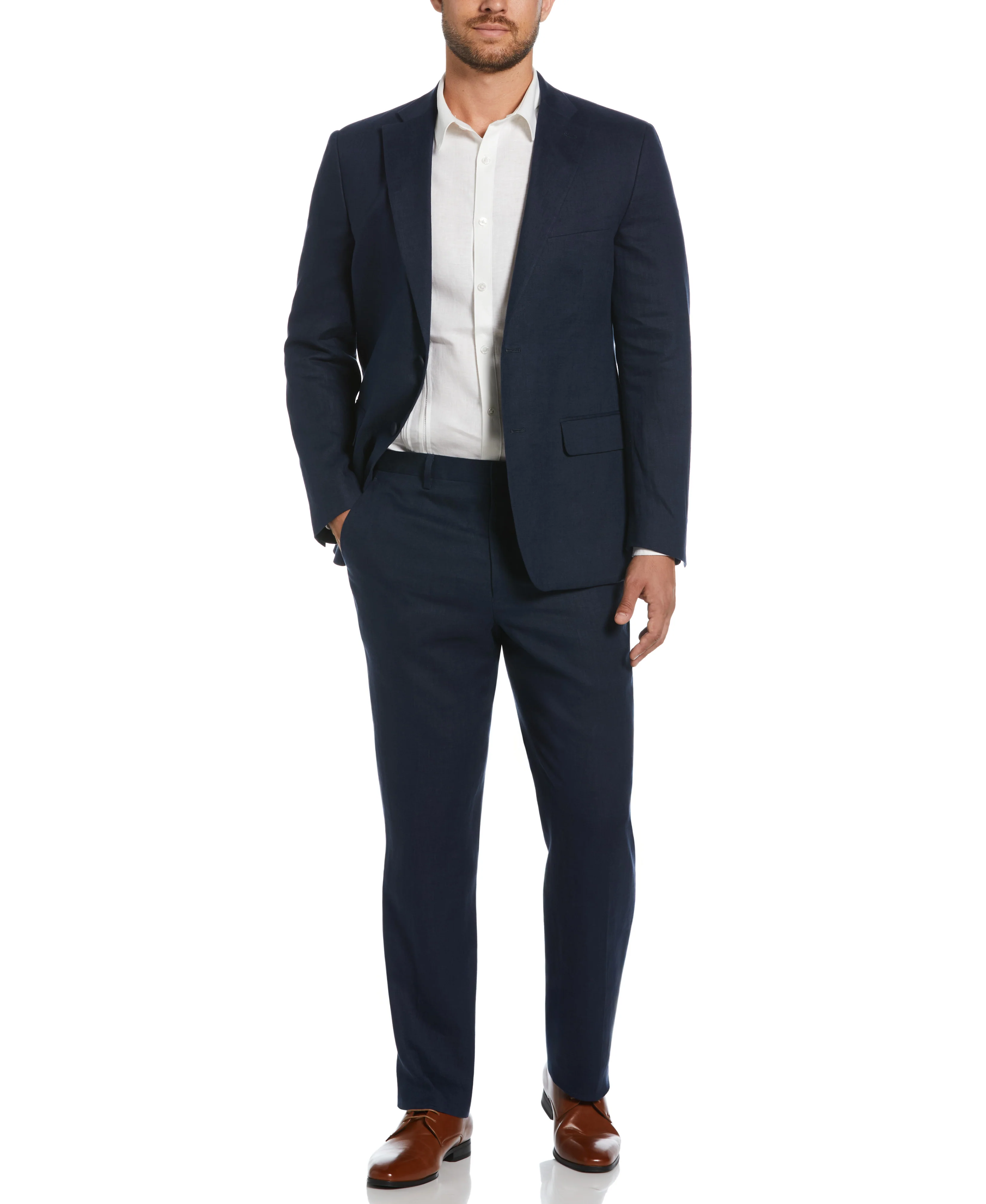 100% Linen Solid Flat Front Pant - Image 4