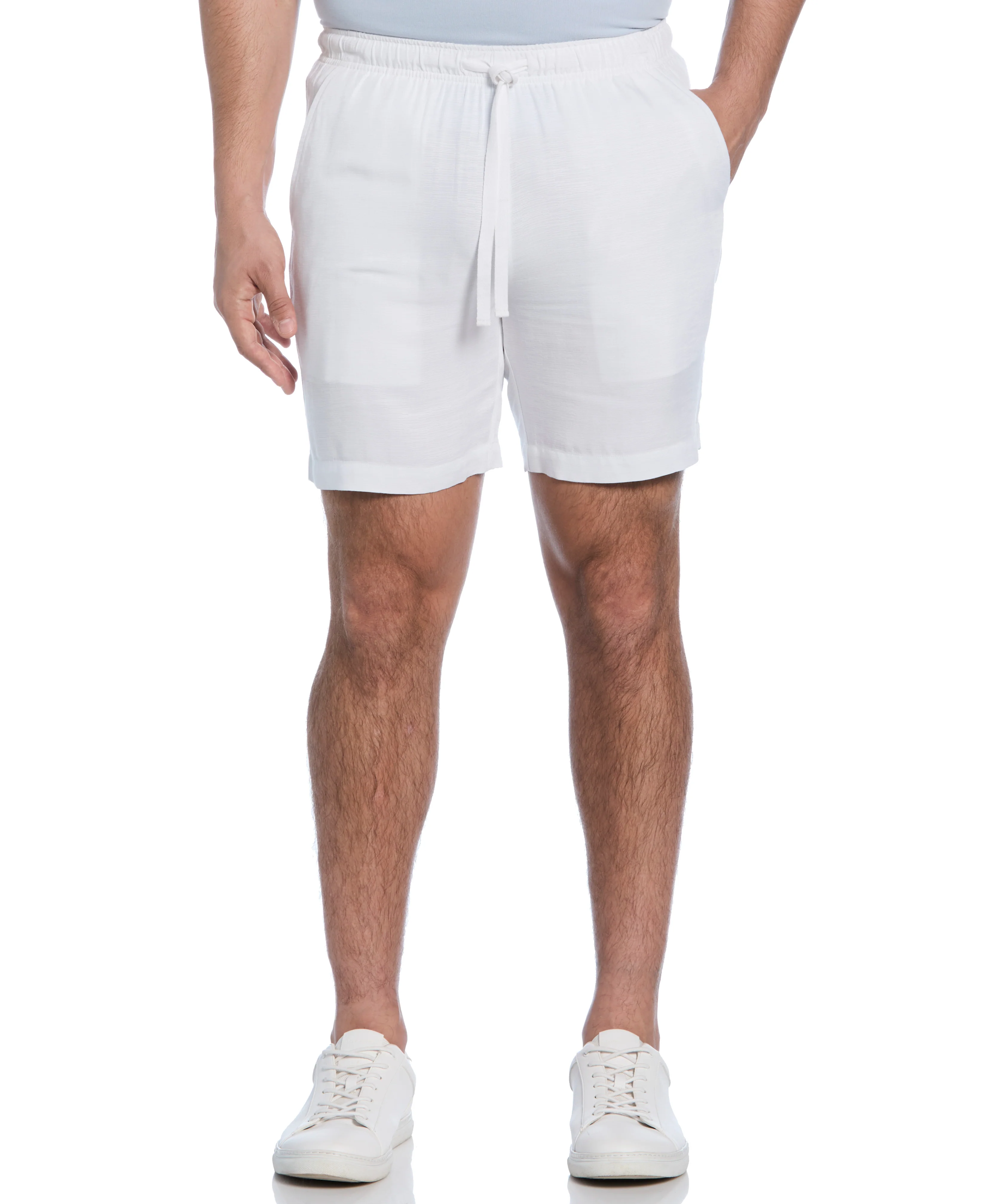 Solid Textured Pull On Drawstring Shorts - Image 10
