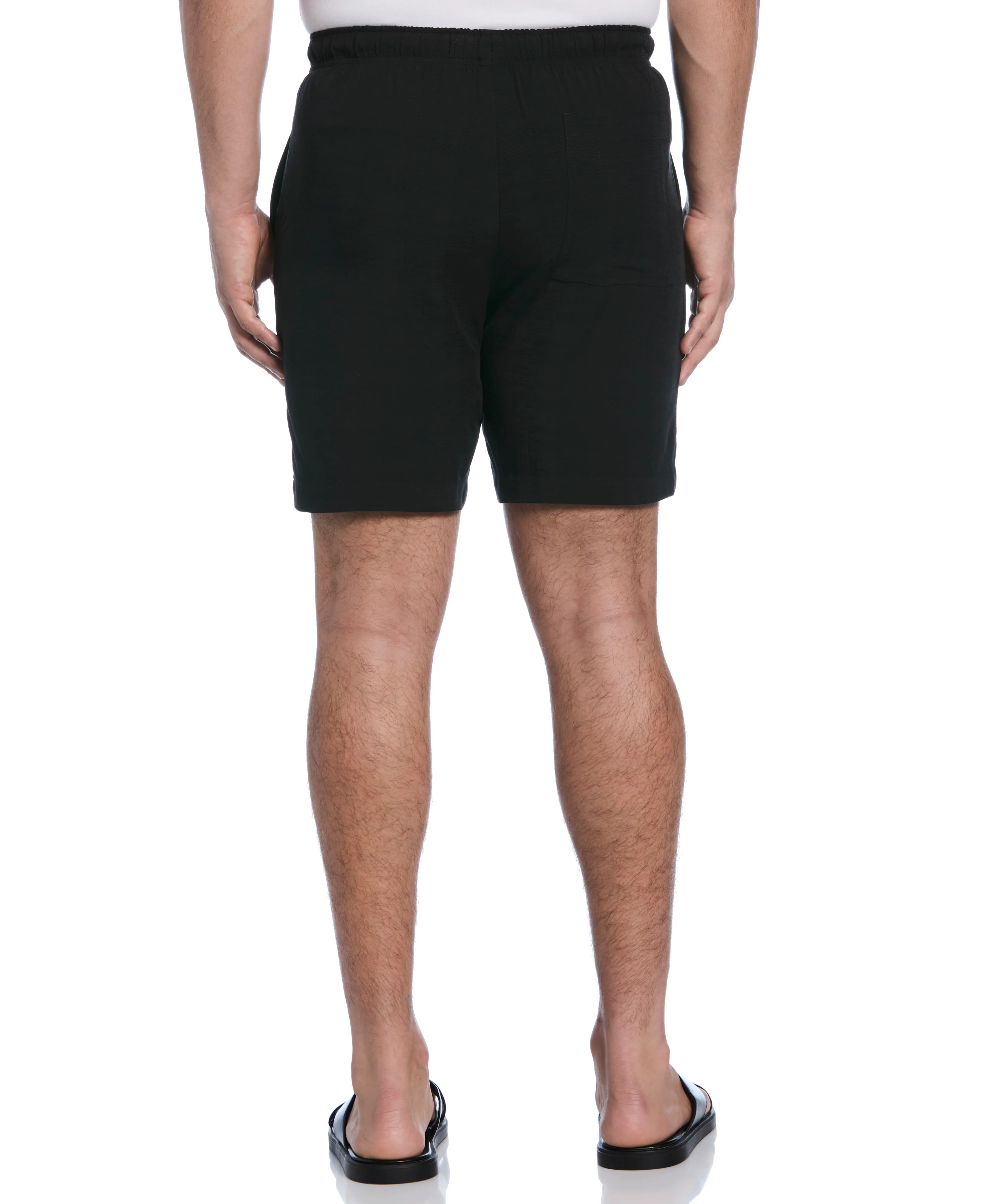 Solid Textured Pull On Drawstring Shorts - Image 2