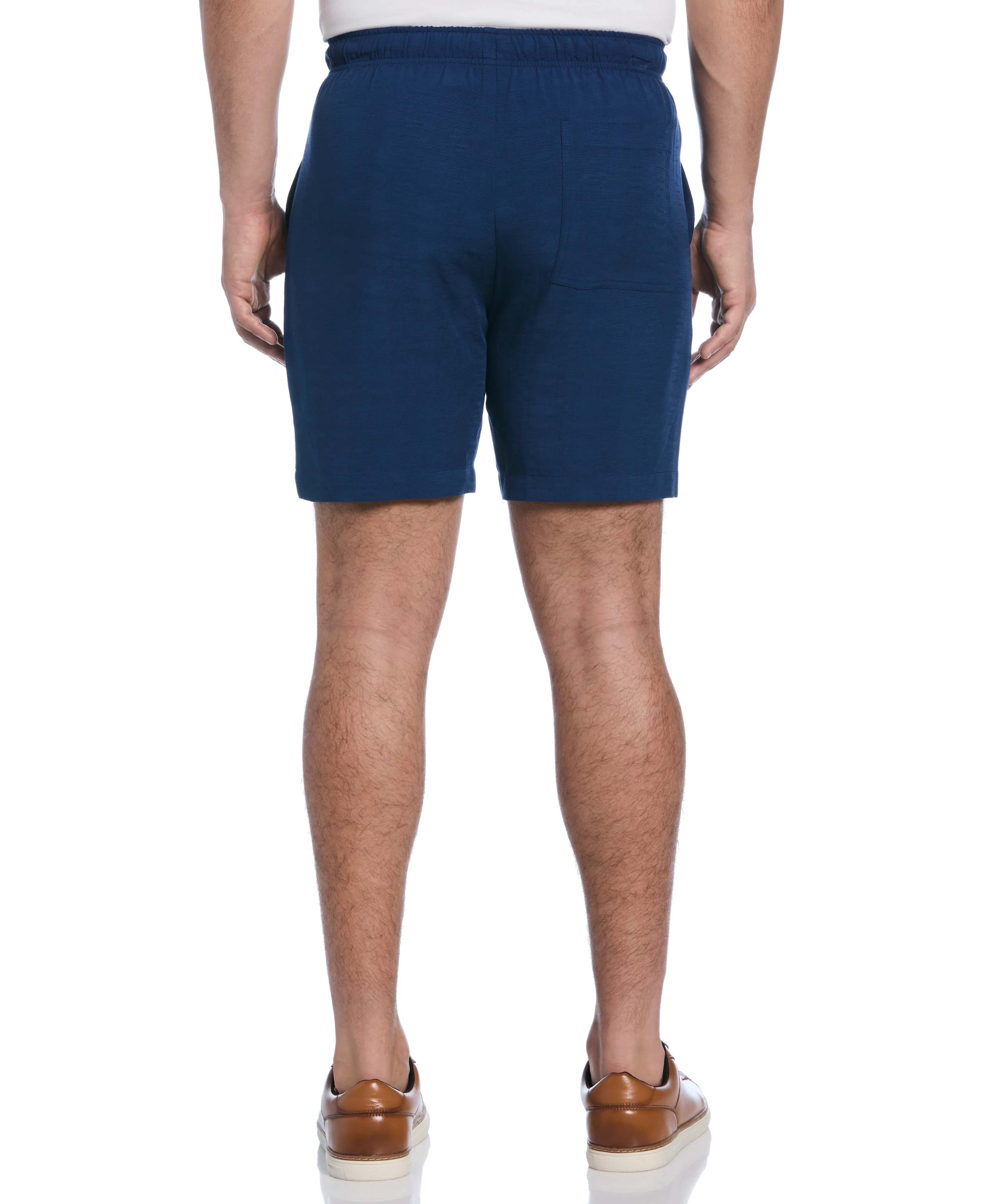 Solid Textured Pull On Drawstring Shorts - Image 5