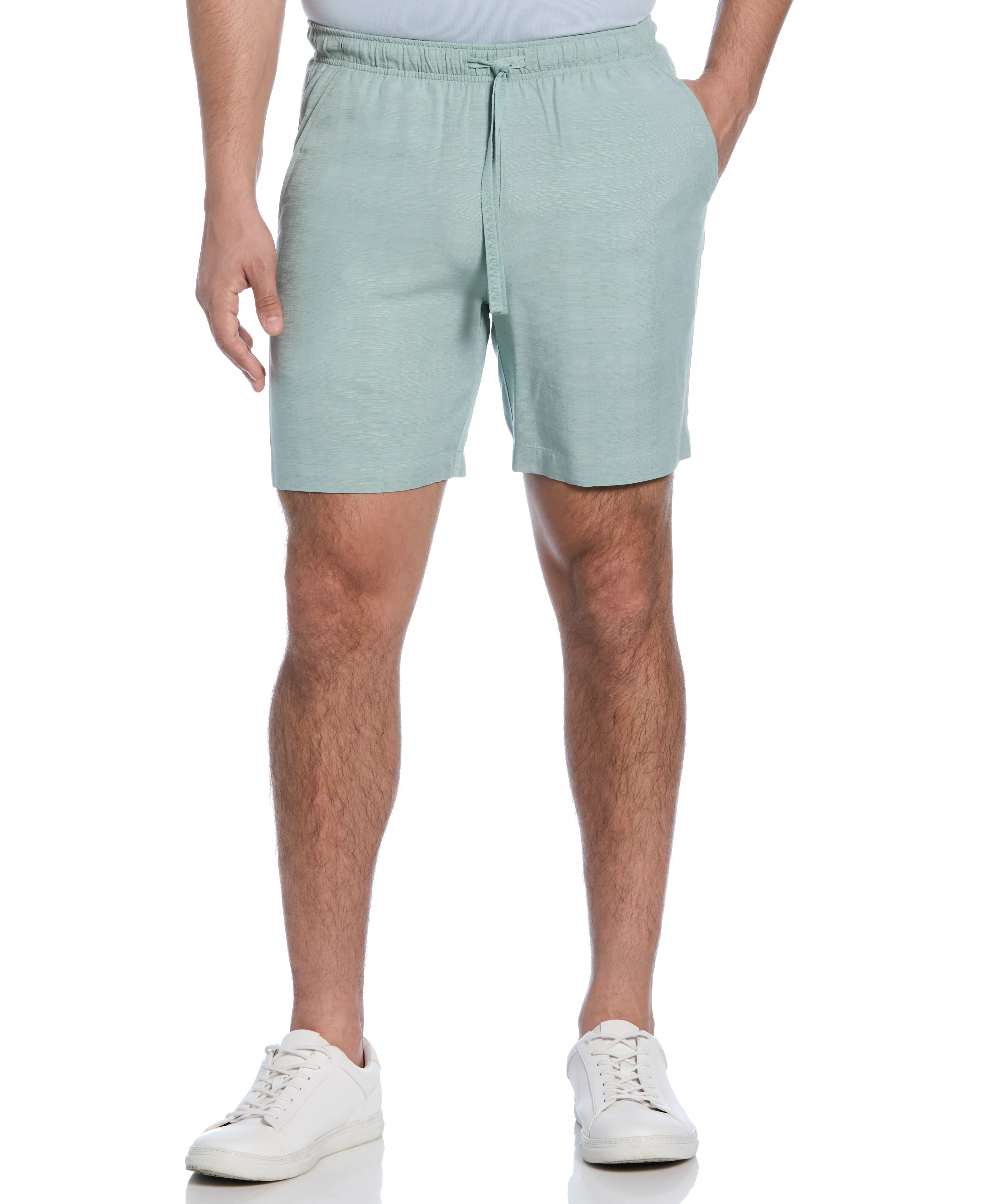Solid Textured Pull On Drawstring Shorts - Image 7