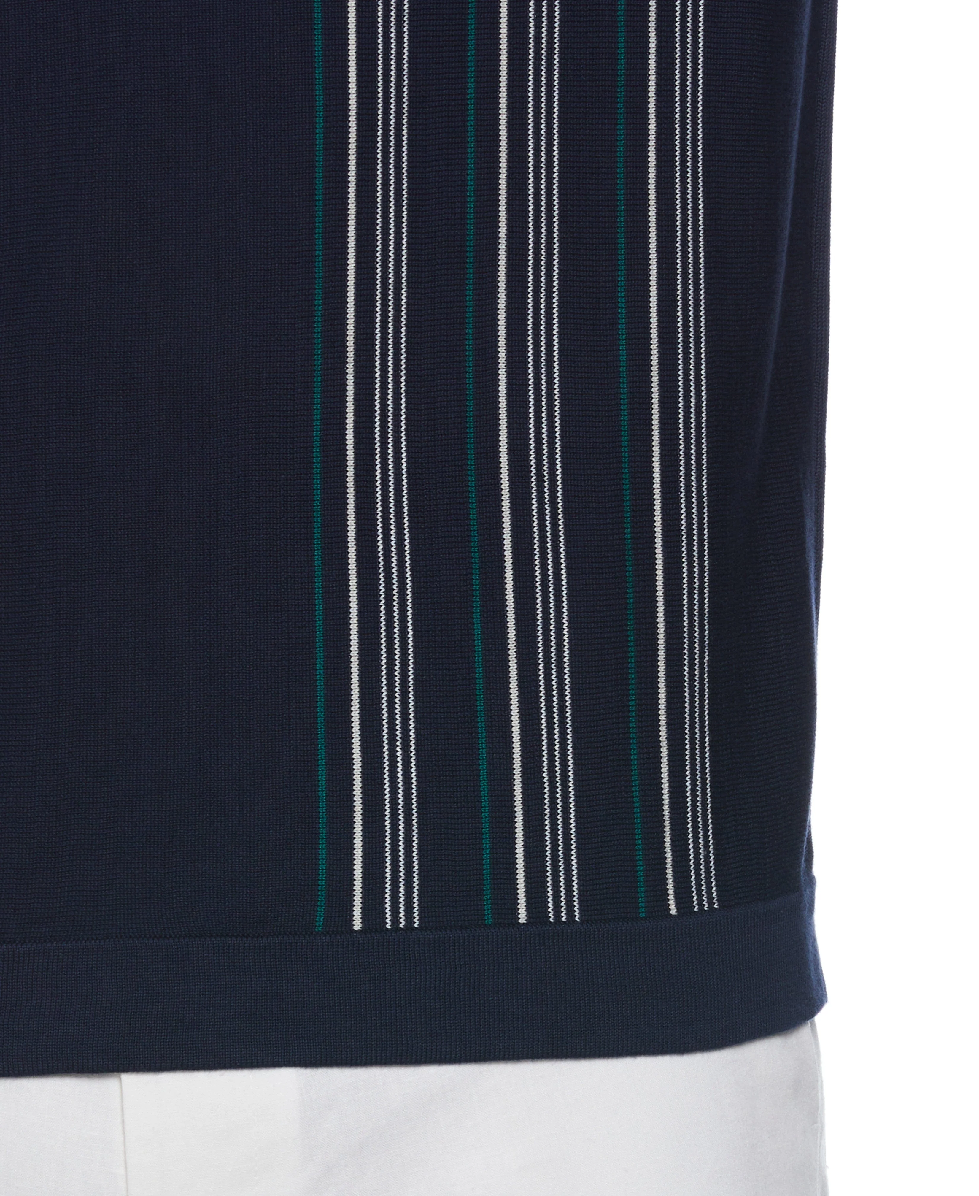 Striped Johnny Collar Polo Sweater - Image 4