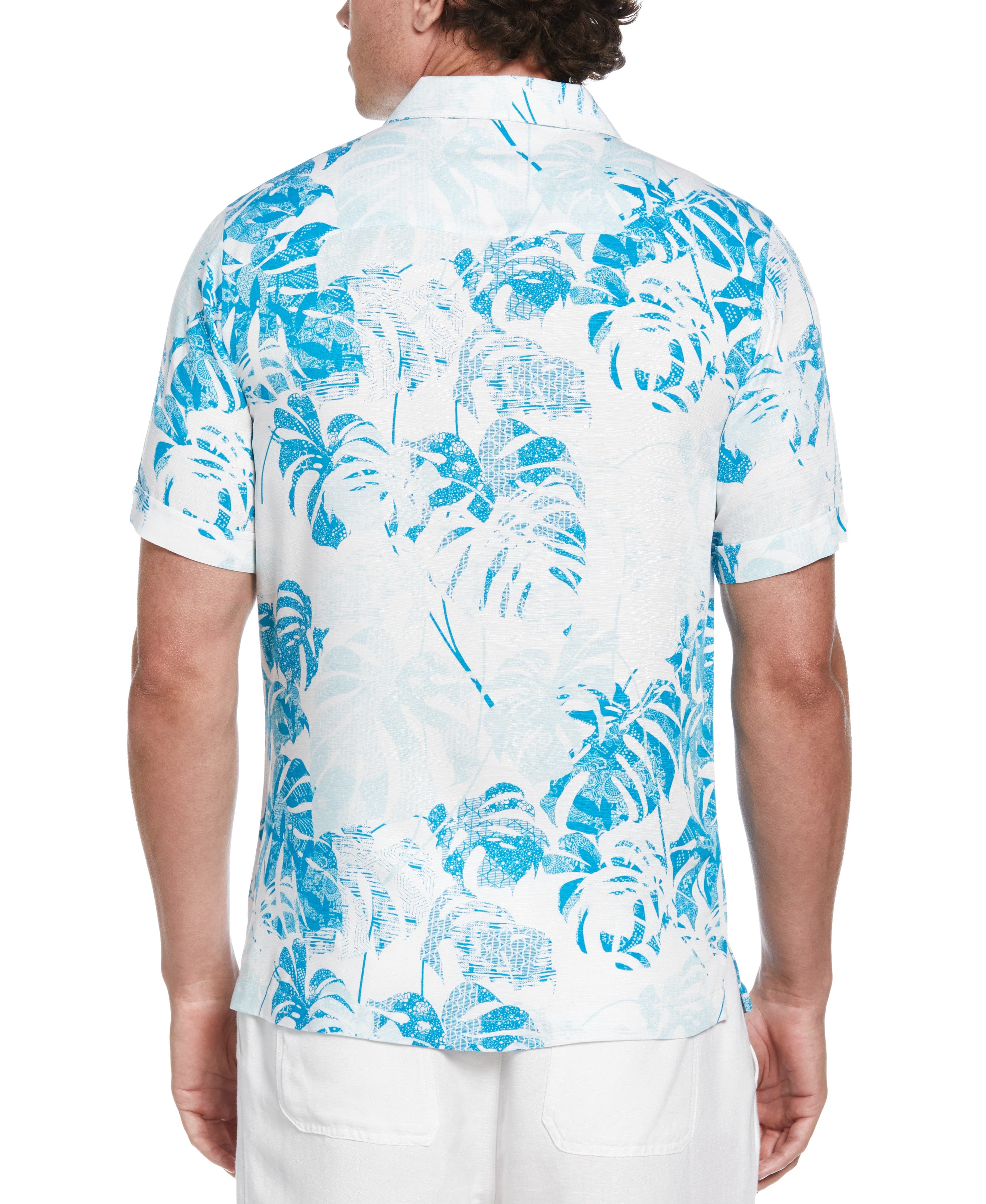 Textured Geometric Palm Print Shirt - Image 3