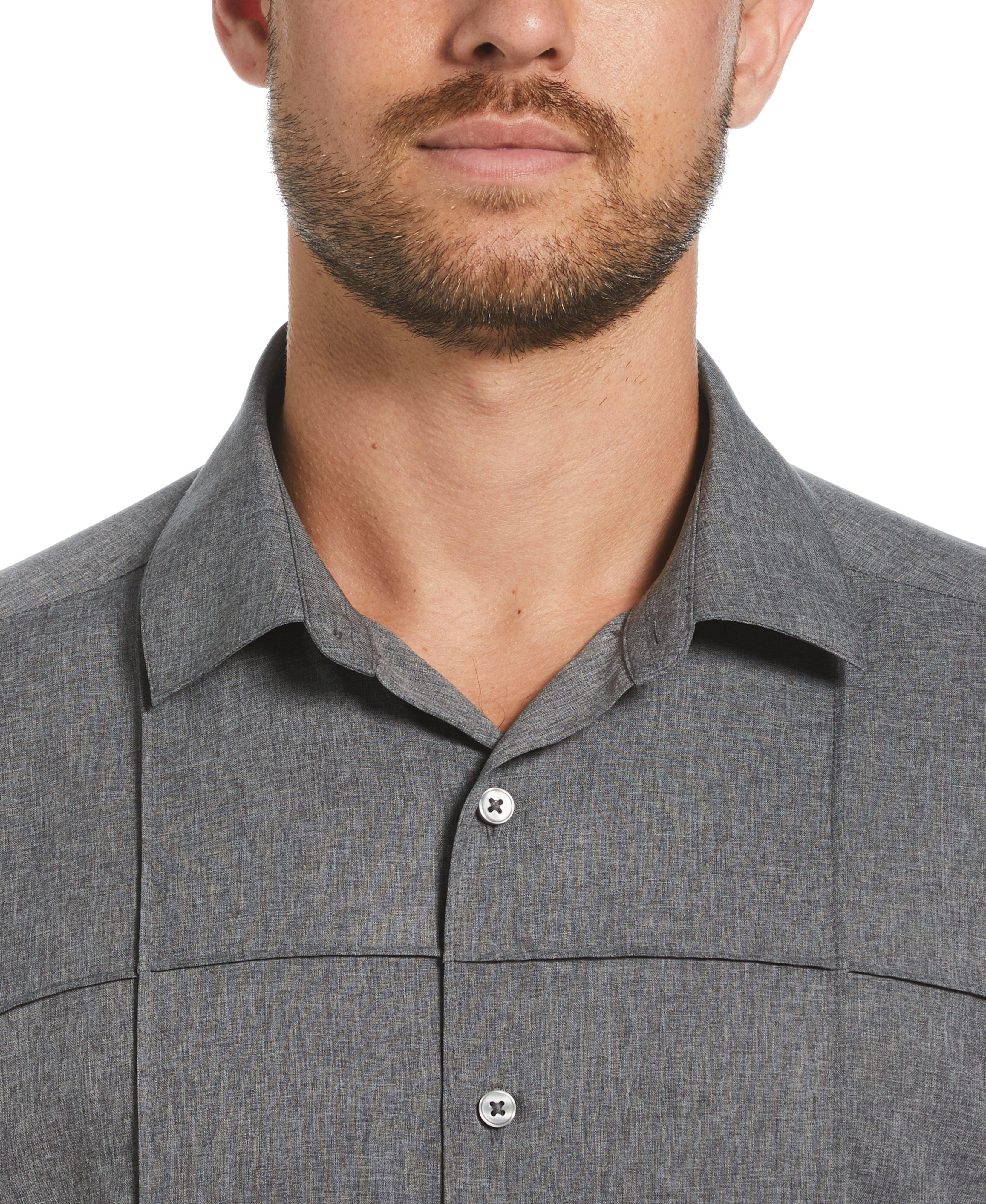 Two-Tone Cross Tuck Chambray Shirt - Image 19