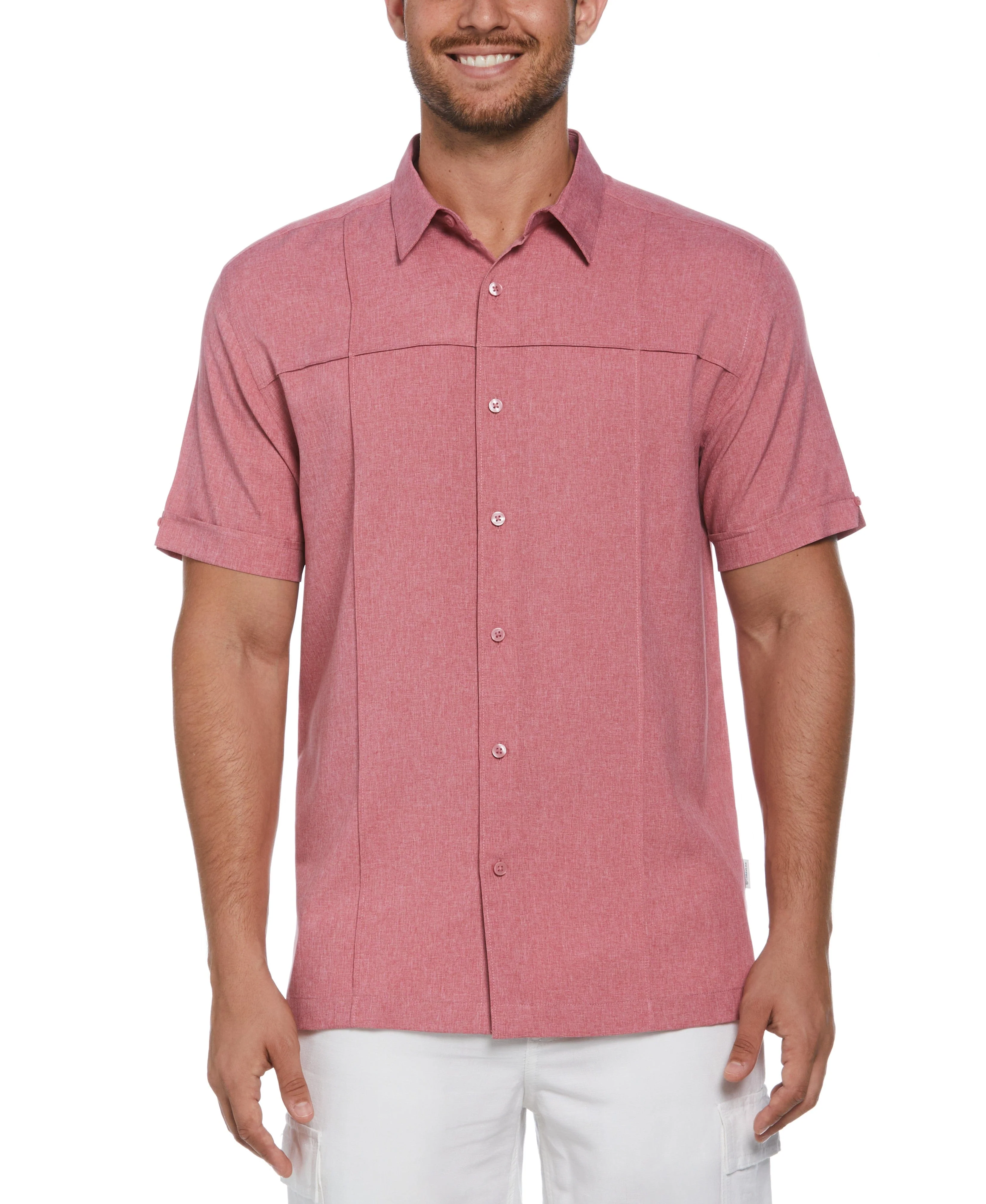 Two-Tone Cross Tuck Chambray Shirt - Image 21
