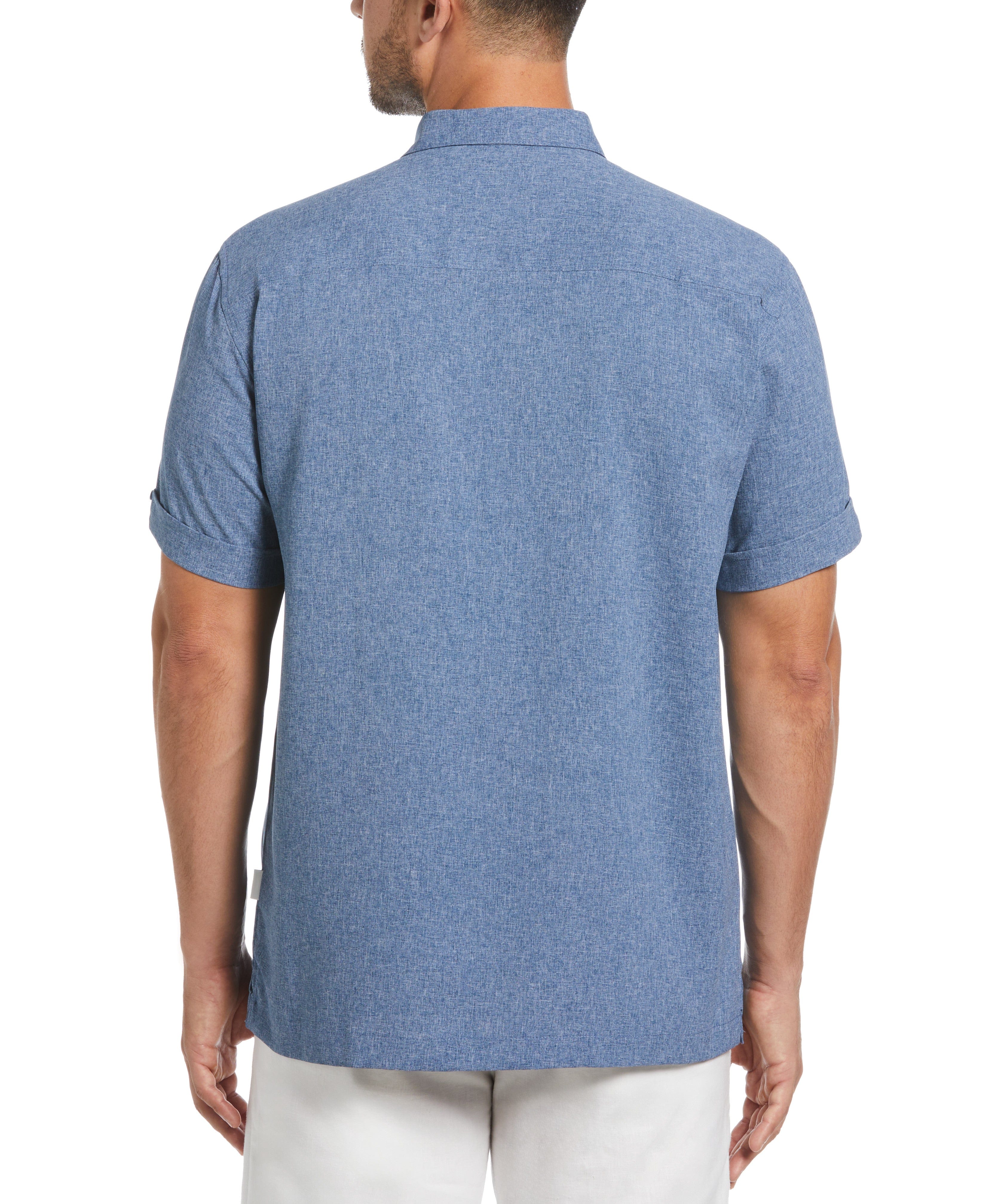 Two-Tone Cross Tuck Chambray Shirt - Image 27