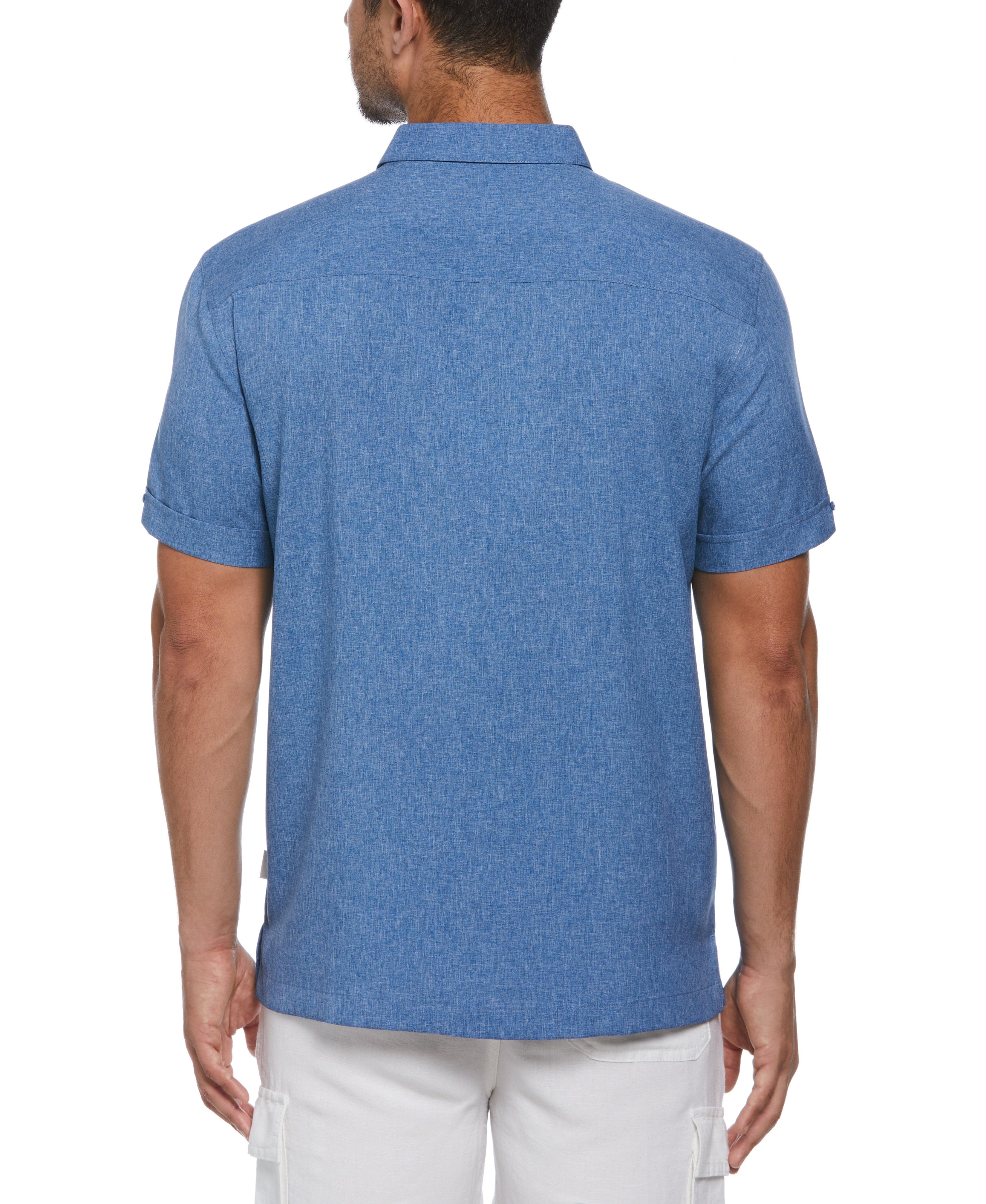 Two-Tone Cross Tuck Chambray Shirt - Image 32
