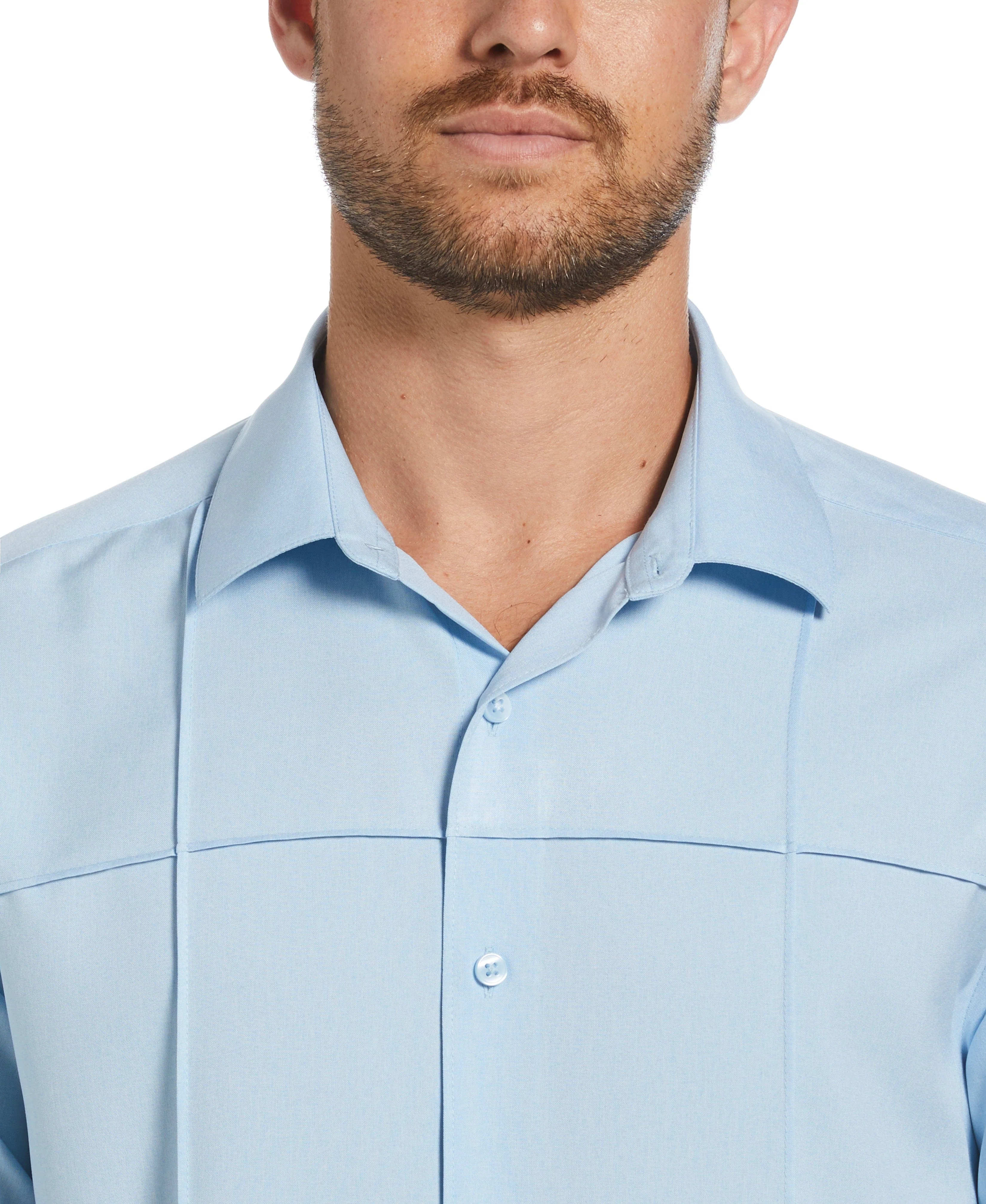 Two-Tone Cross Tuck Chambray Shirt - Image 4