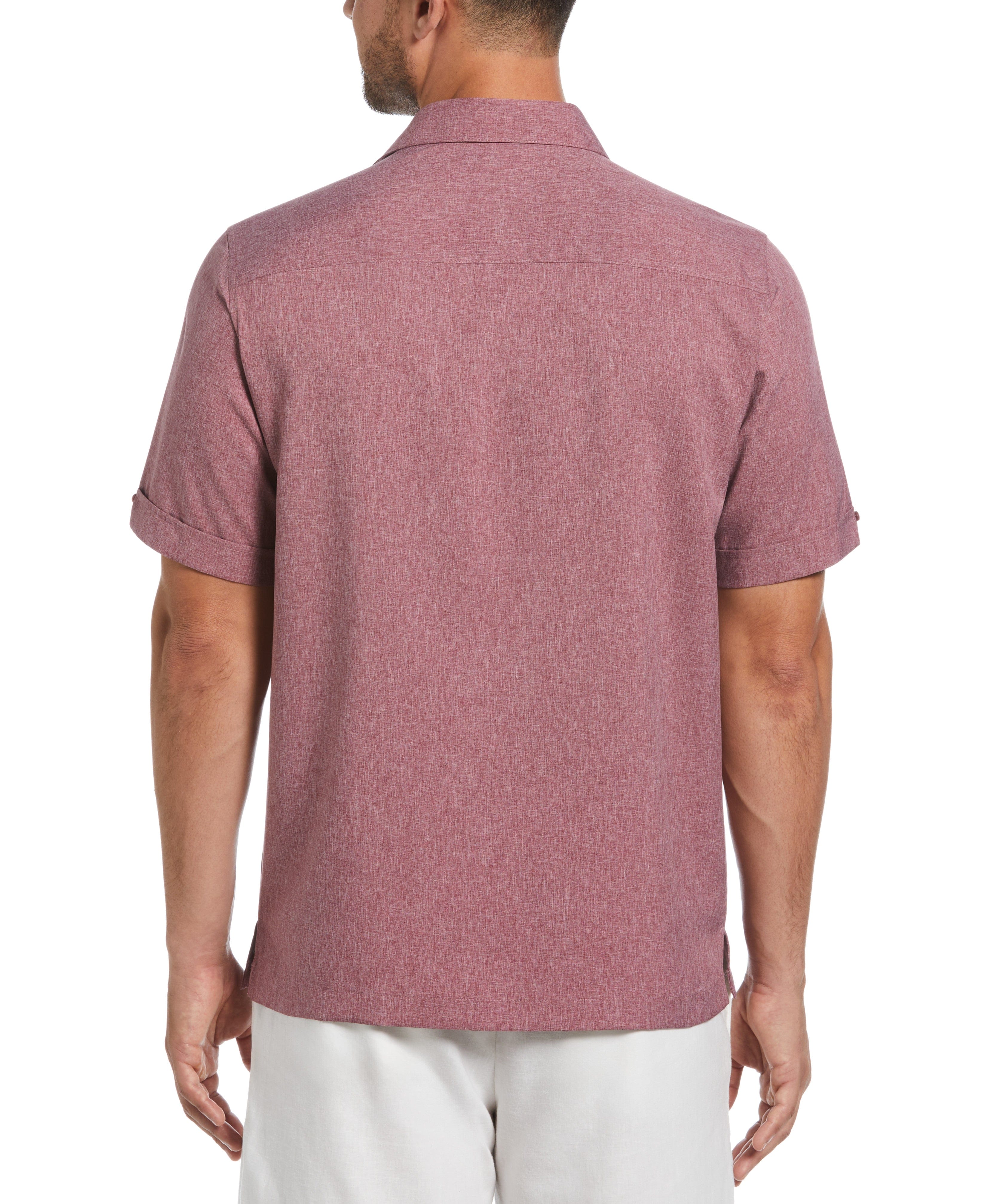 Two-Tone Cross Tuck Chambray Shirt - Image 7