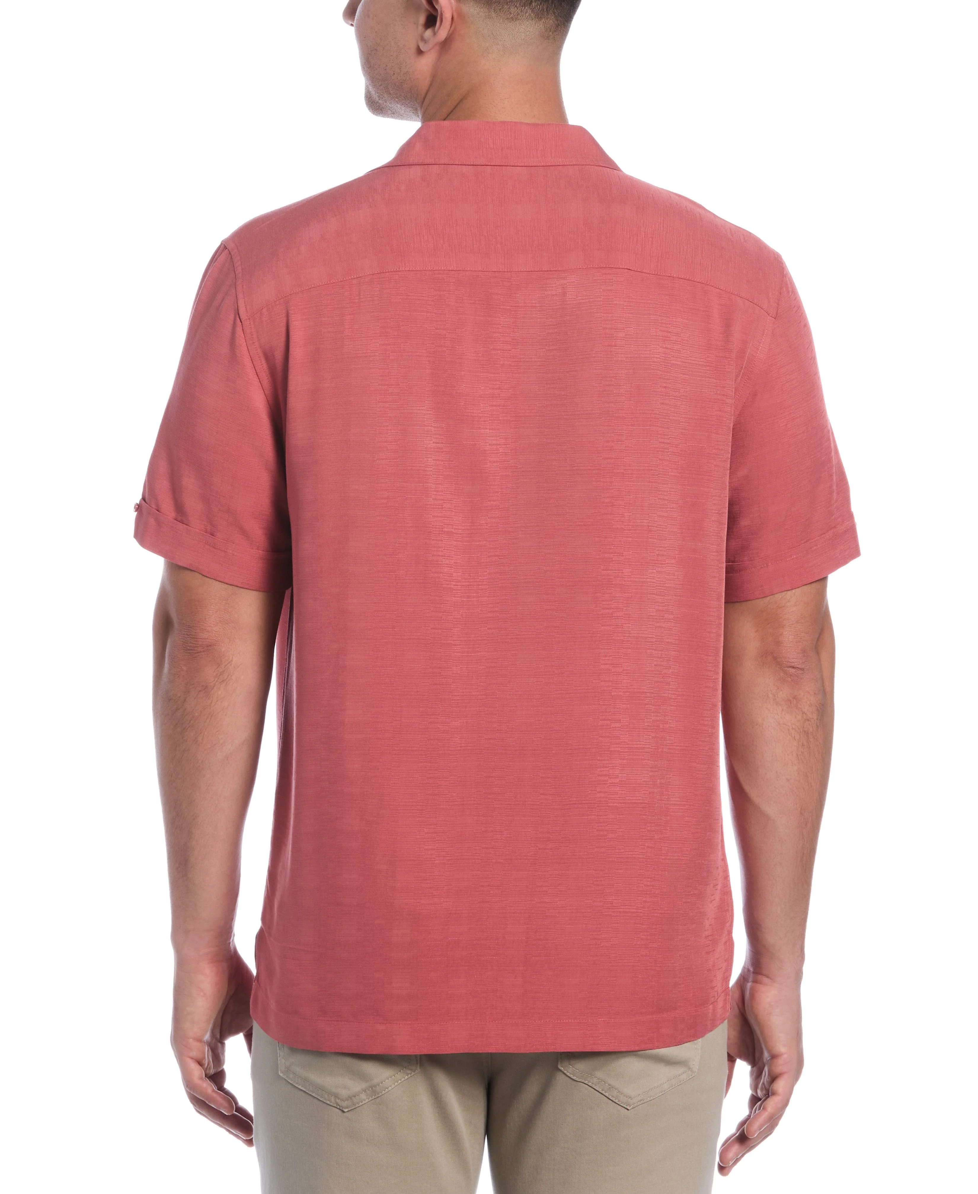 Solid Textured Cuban Collar Shirt - Image 2