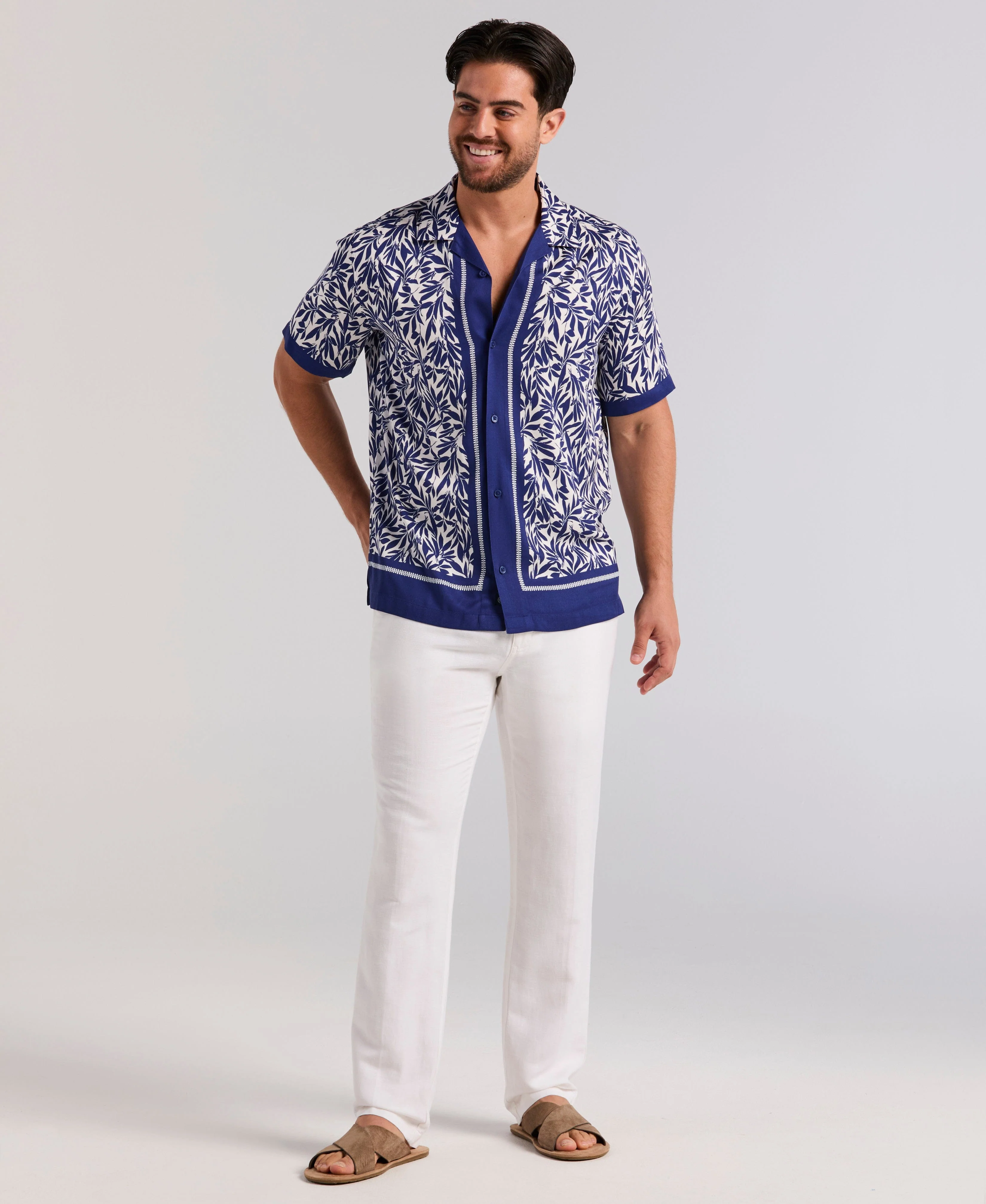 Viscose Twill Leaf Print Shirt - Image 4