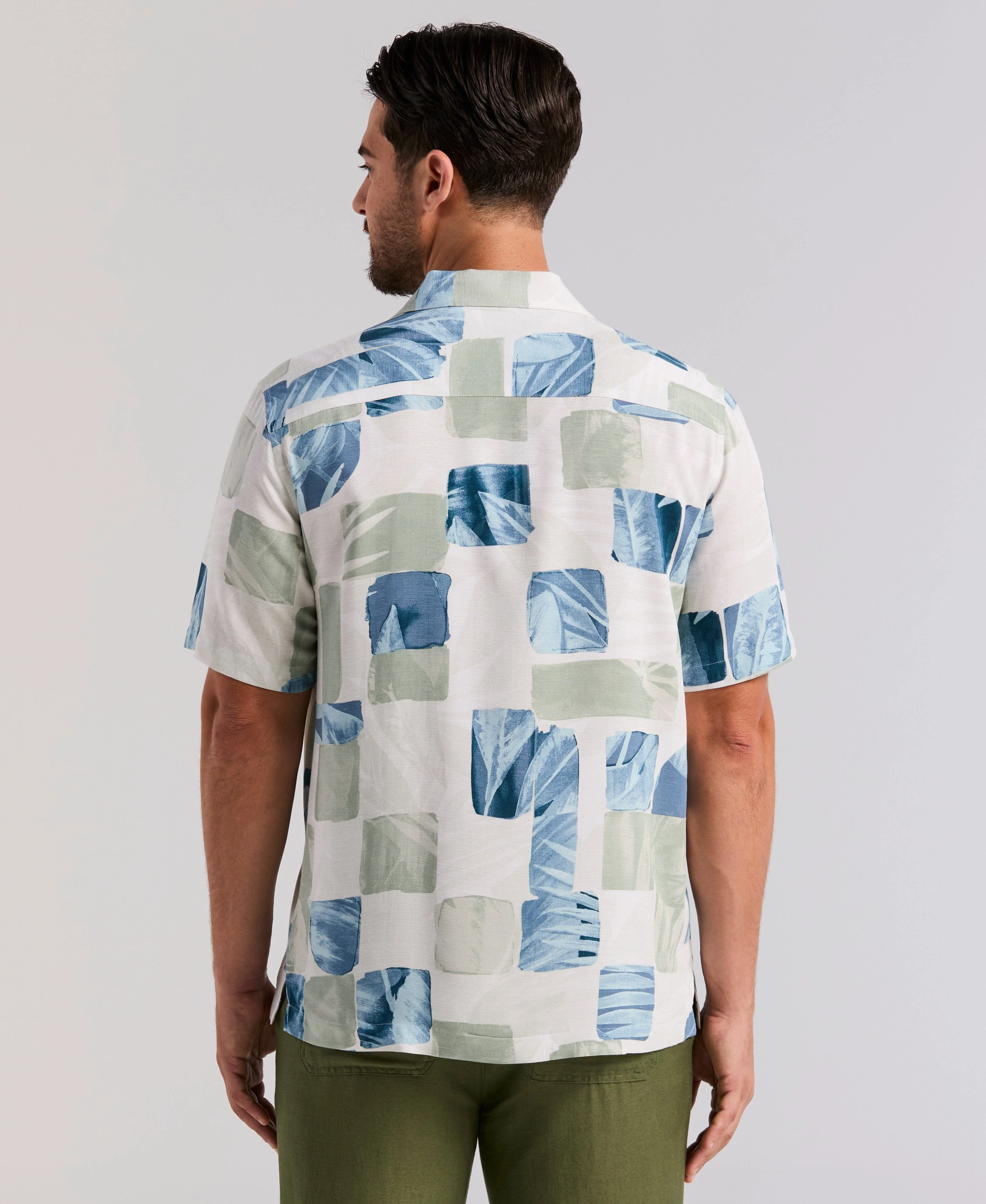 Watercolor Tropical Geo Print Shirt - Image 3