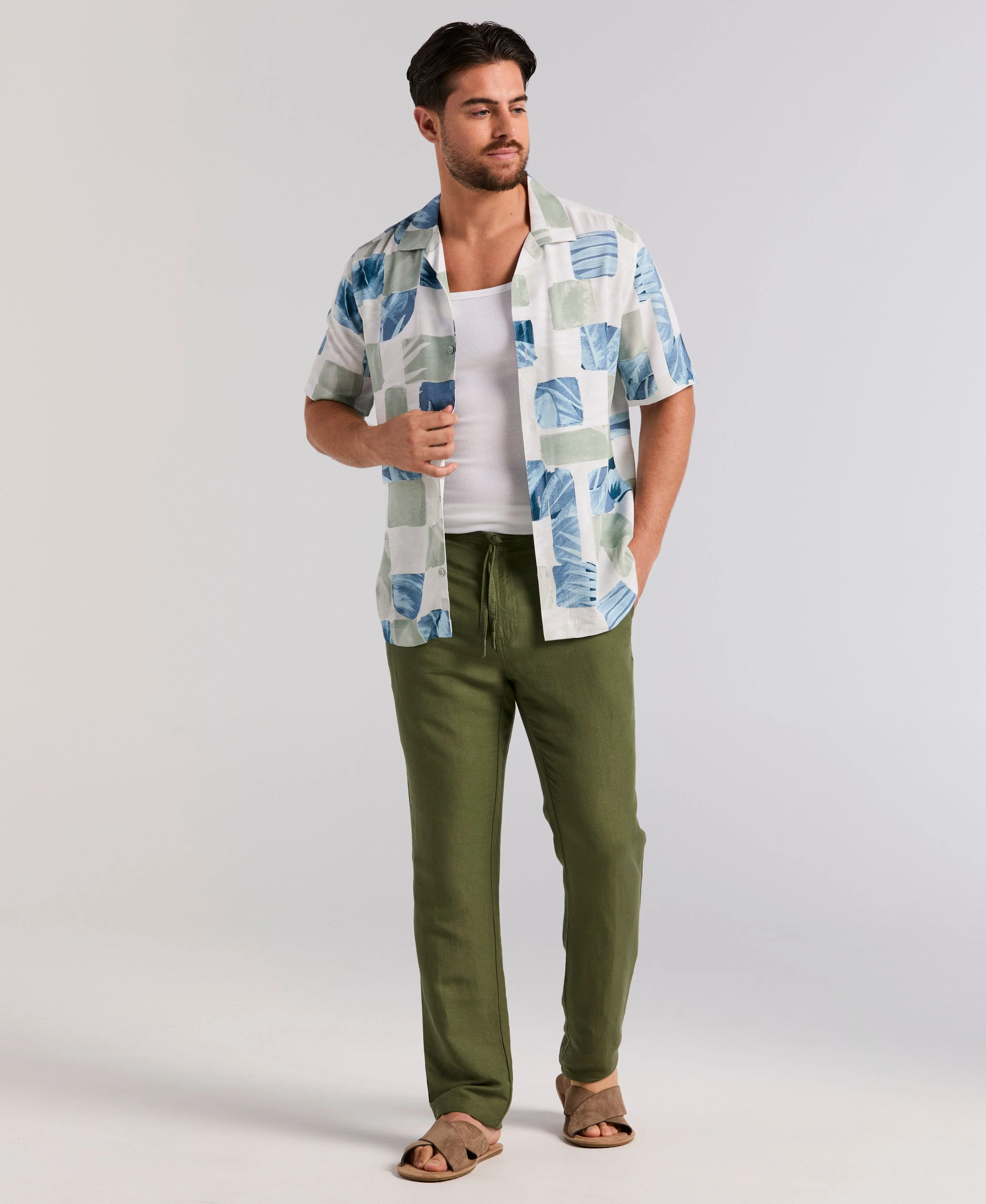 Watercolor Tropical Geo Print Shirt - Image 4