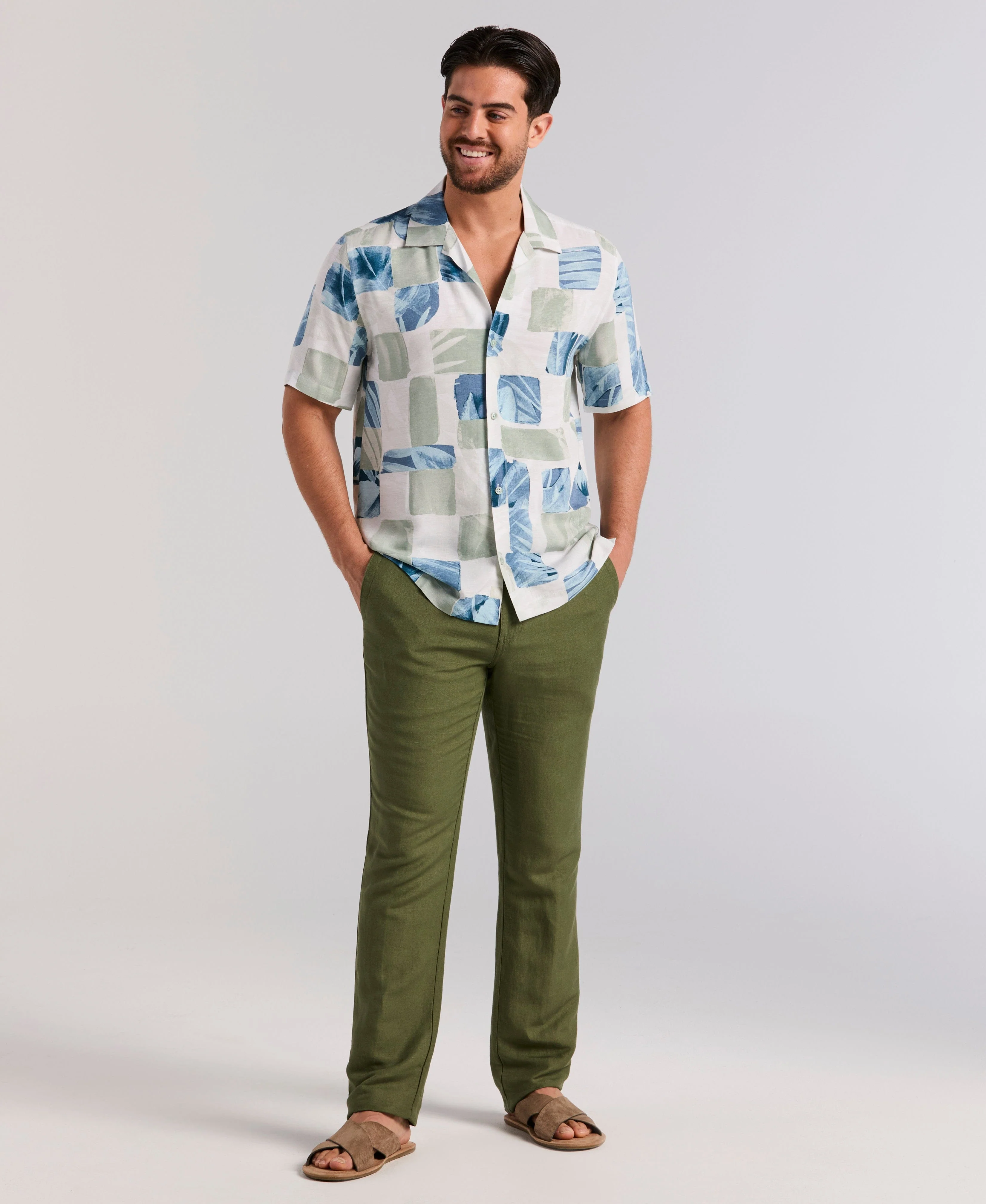 Watercolor Tropical Geo Print Shirt - Image 6