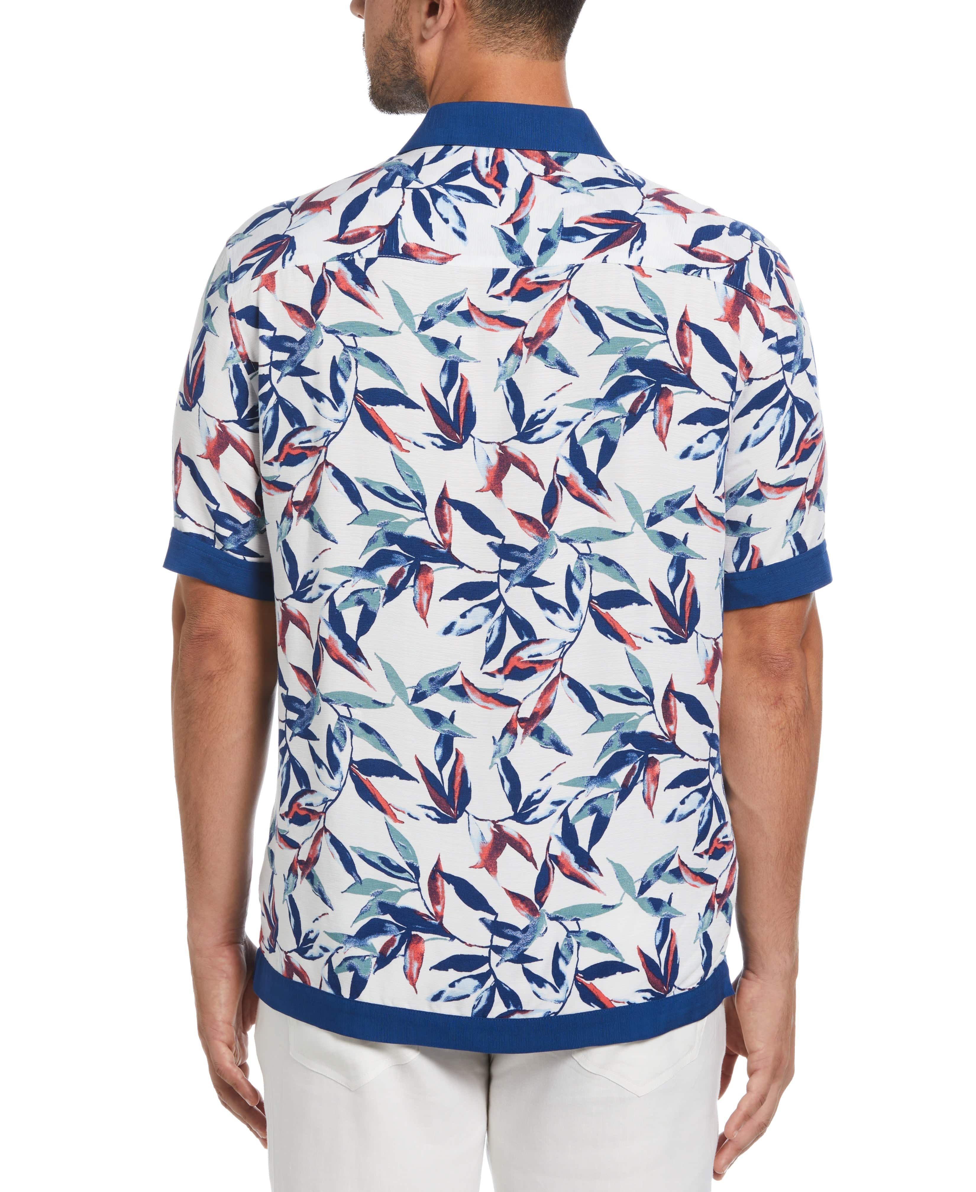 Watercolor Leaf Print Textured Shirt - Image 3
