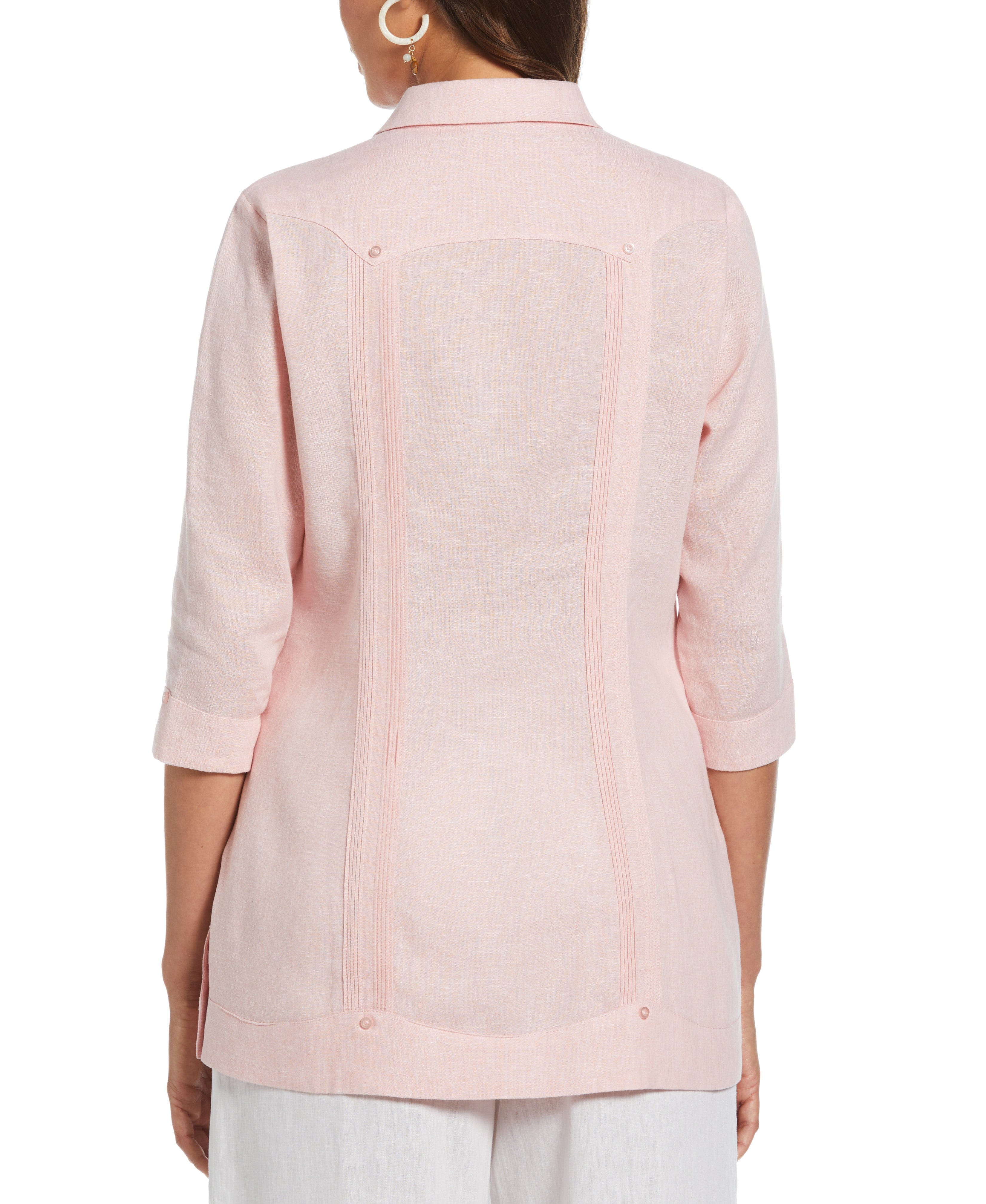 Women's Two-Tone Linen Blend Guayabera Shirt - Image 5
