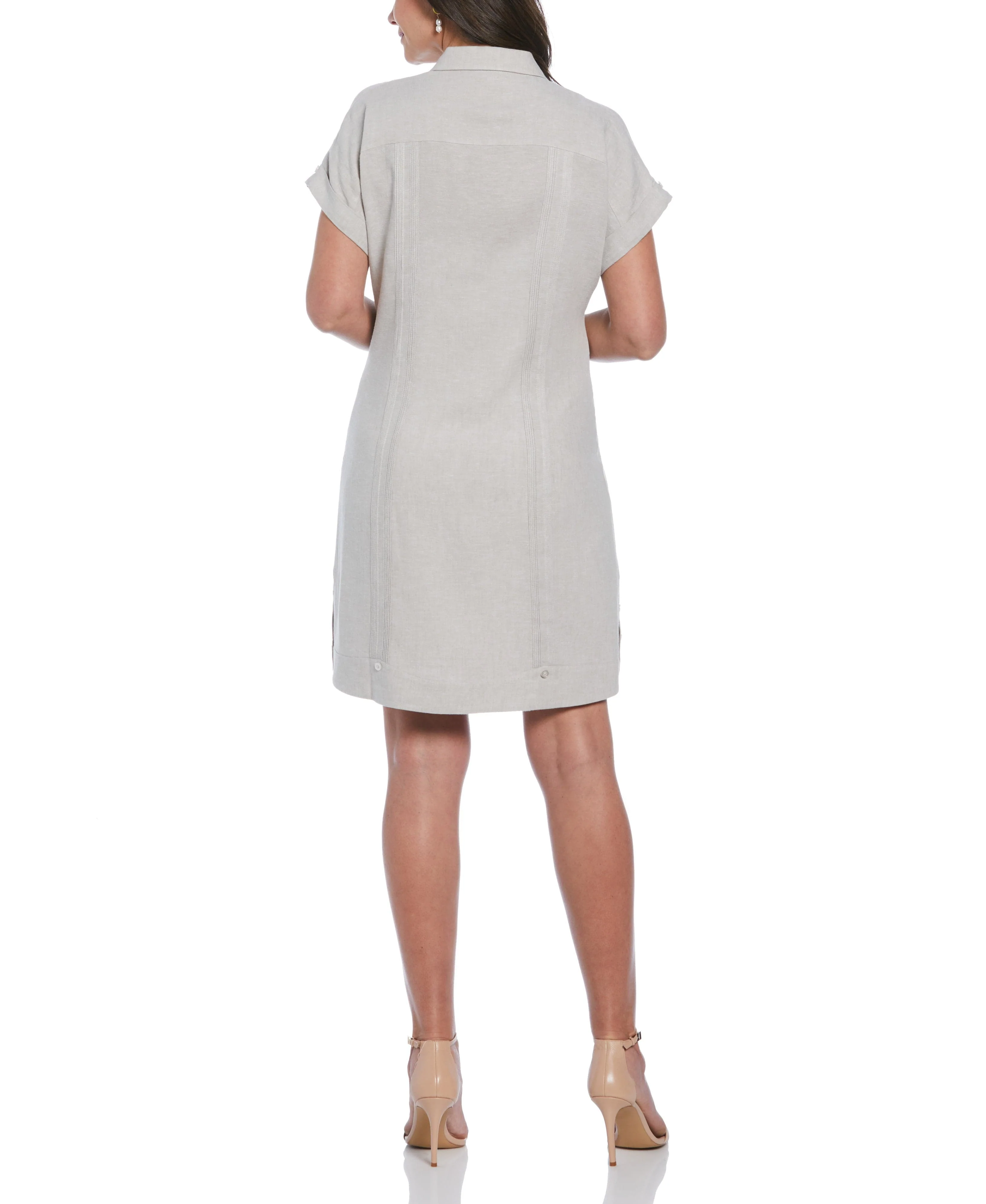 Women's Two-Tone Two-Pocket Linen Blend Guayabera Dress - Image 2