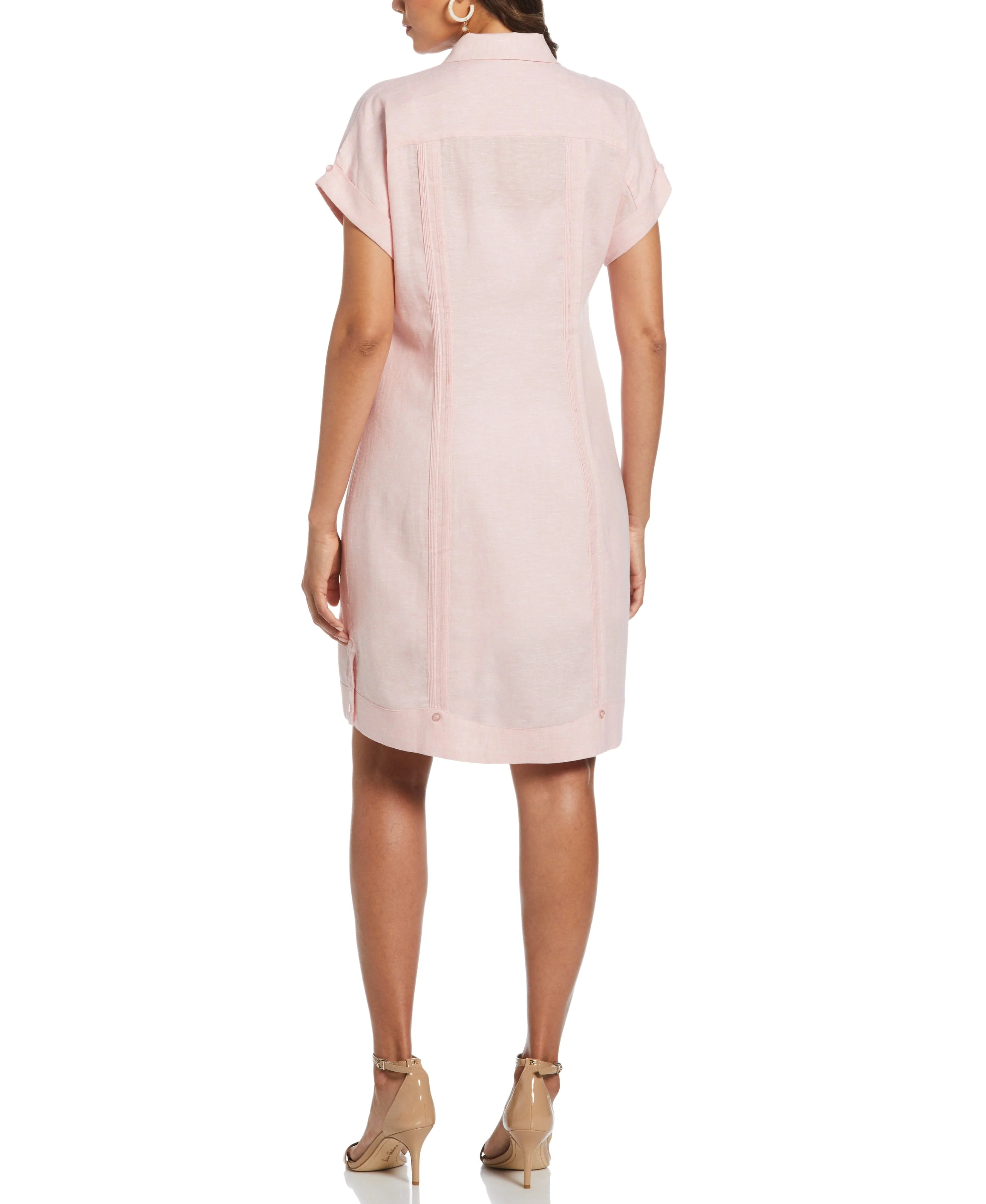 Women's Two-Tone Two-Pocket Linen Blend Guayabera Dress - Image 7